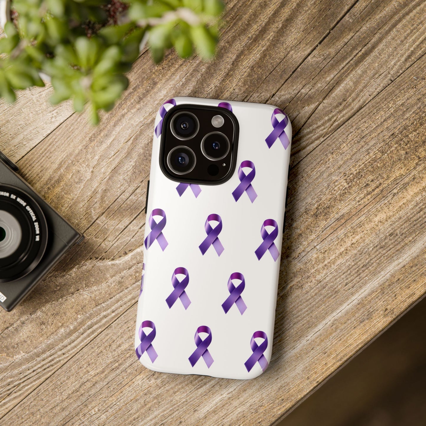 Purple Ribbon Phone Case, Tough Cases for Cancer Awareness, Gift for Loved Ones, Supportive Phone Cover, Awareness Merchandise