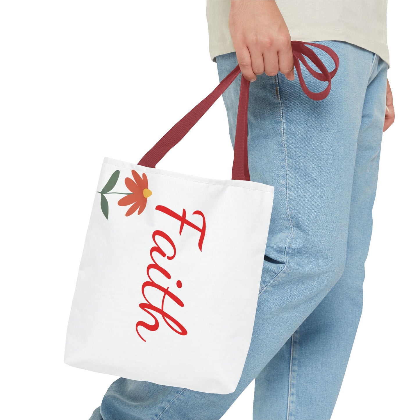 Faith Floral Tote Bag, Motivational Gift for Her, Everyday Use Tote, Inspirational Shopping Bag, Eco-Friendly Bag, Christian Faith Apparel