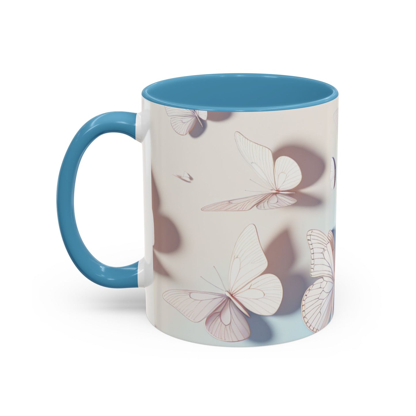 Elegant Butterfly Accent Coffee Mug, Floral Gift, Home Decor, Butterfly Design, Perfect for Birthdays, Nature Lovers