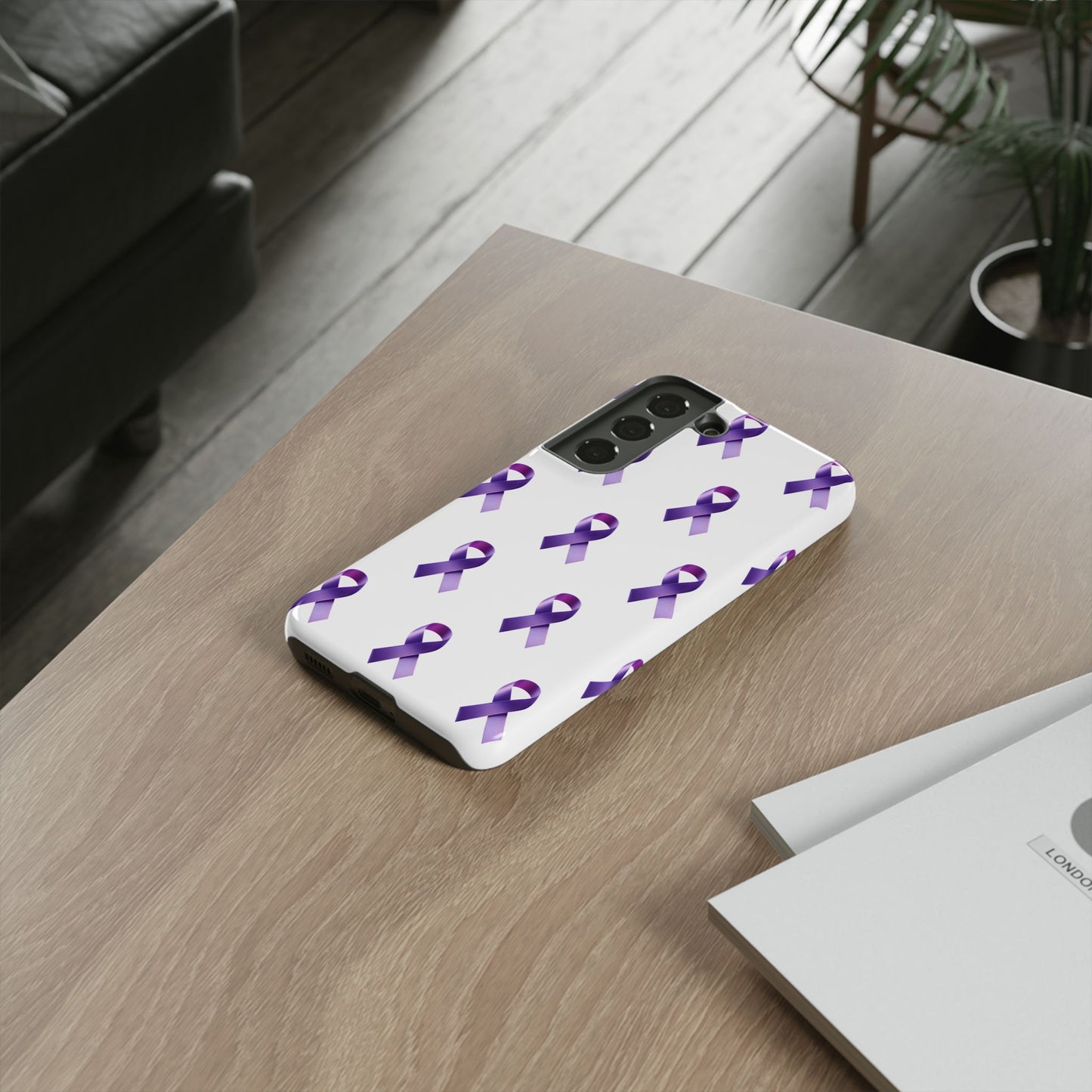 Purple Ribbon Phone Case, Tough Cases for Cancer Awareness, Gift for Loved Ones, Supportive Phone Cover, Awareness Merchandise