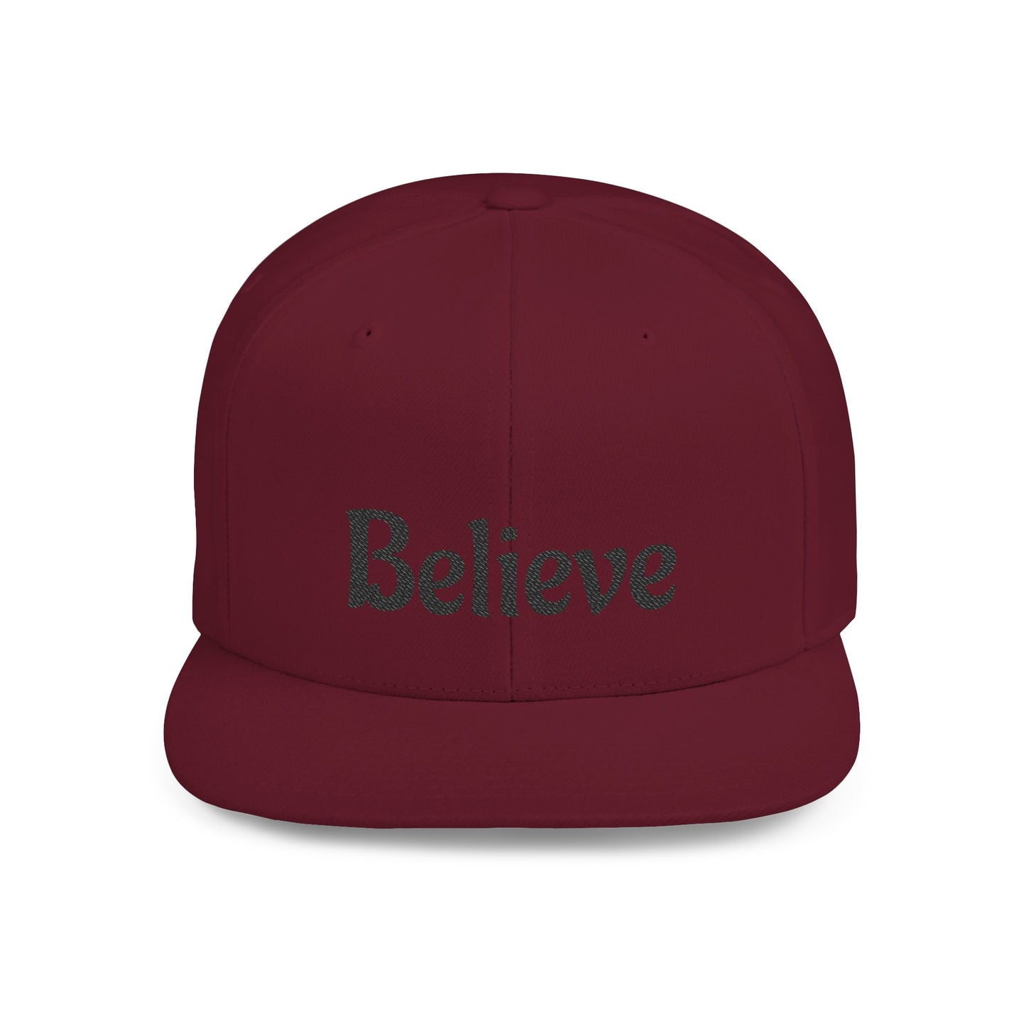 Believe Flat Bill Snapback Cap | Trendy Hip Hop Hat, Gift for Him or Her, Casual Everyday Wear, Inspiring Quote, Fashion Accessory