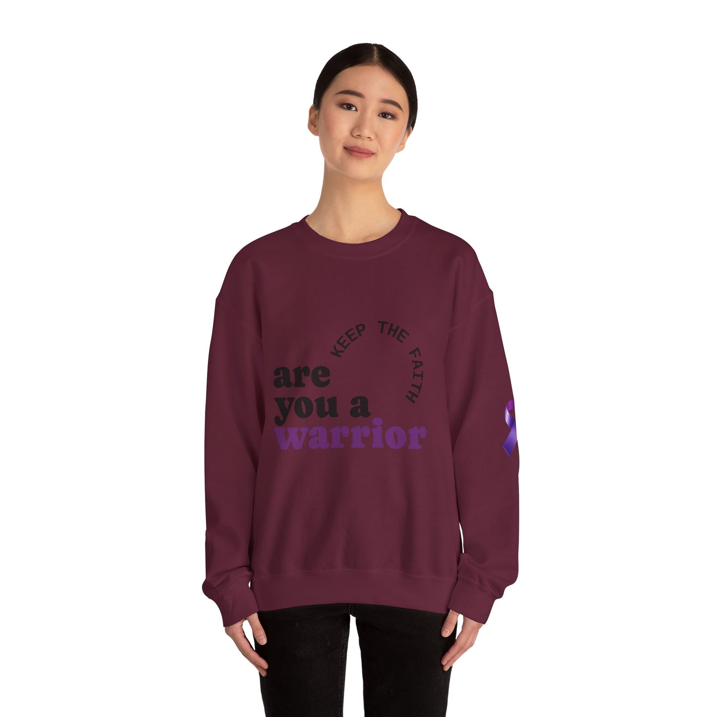 Empowering Warrior Sweatshirt, Unisex Crewneck with Inspirational Quotes, Faith & Hope Gift, Cancer Awareness Apparel, Cozy Loungewear
