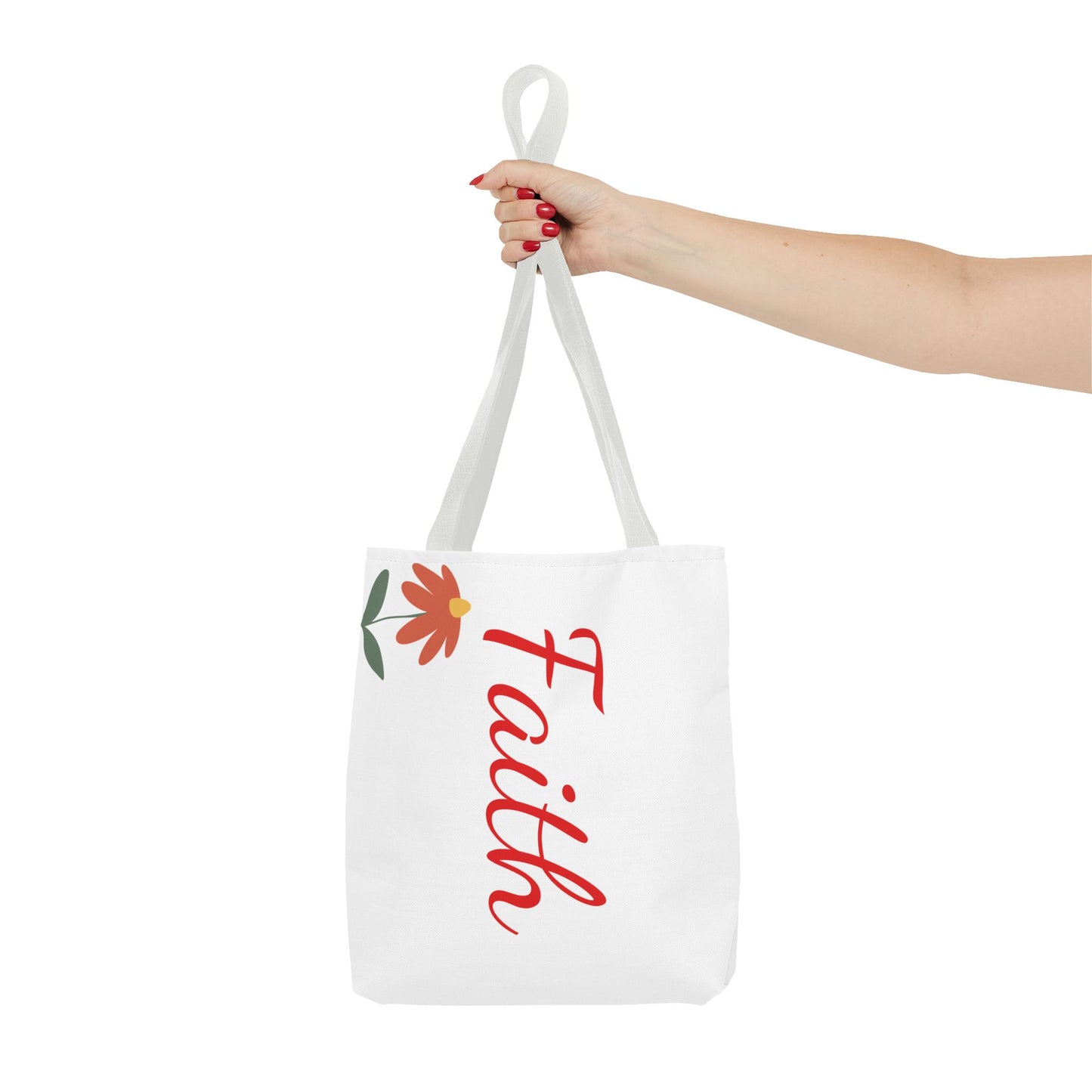 Faith Floral Tote Bag, Motivational Gift for Her, Everyday Use Tote, Inspirational Shopping Bag, Eco-Friendly Bag, Christian Faith Apparel