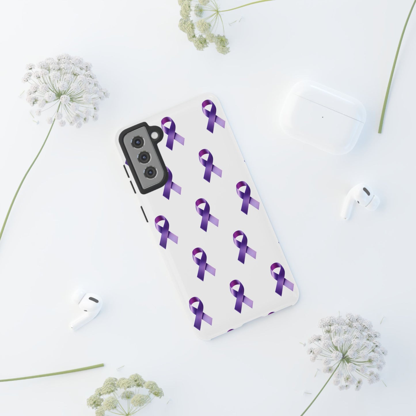 Purple Ribbon Phone Case, Tough Cases for Cancer Awareness, Gift for Loved Ones, Supportive Phone Cover, Awareness Merchandise