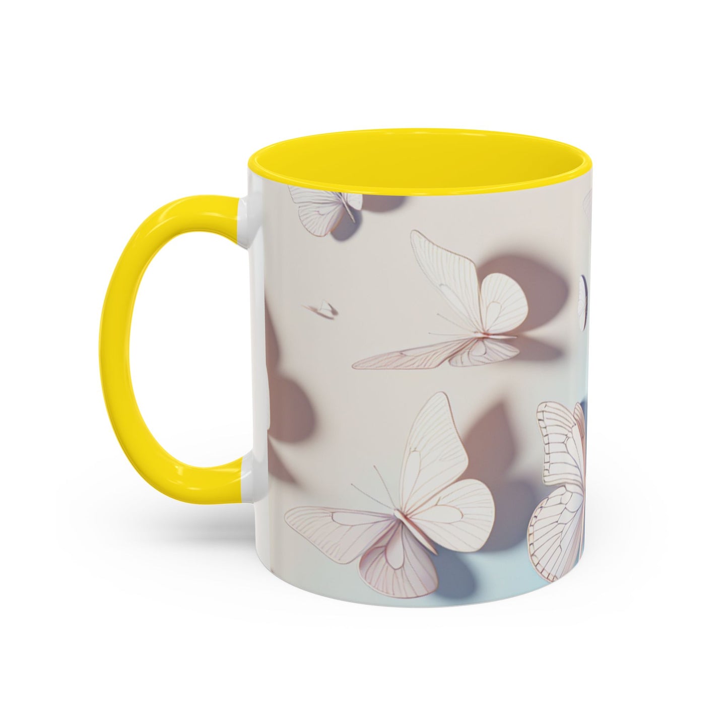 Elegant Butterfly Accent Coffee Mug, Floral Gift, Home Decor, Butterfly Design, Perfect for Birthdays, Nature Lovers
