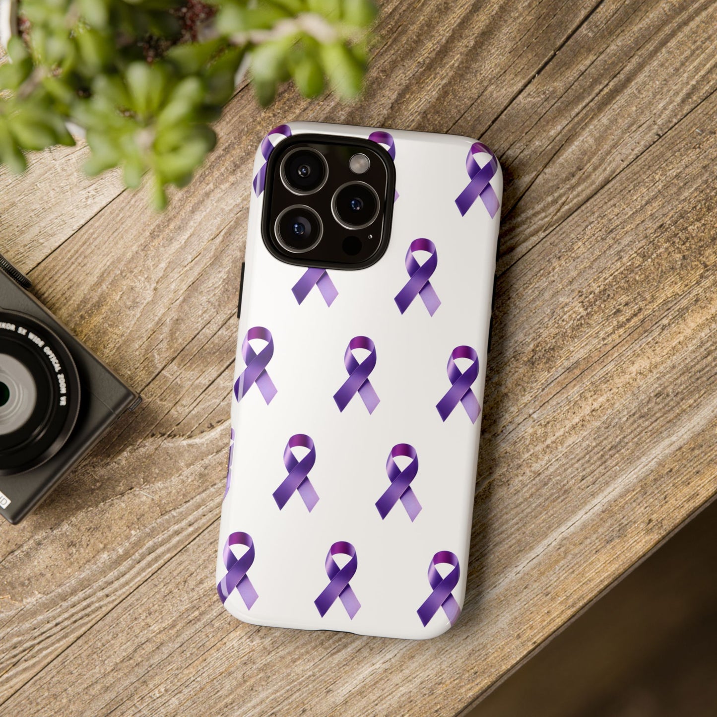 Purple Ribbon Phone Case, Tough Cases for Cancer Awareness, Gift for Loved Ones, Supportive Phone Cover, Awareness Merchandise