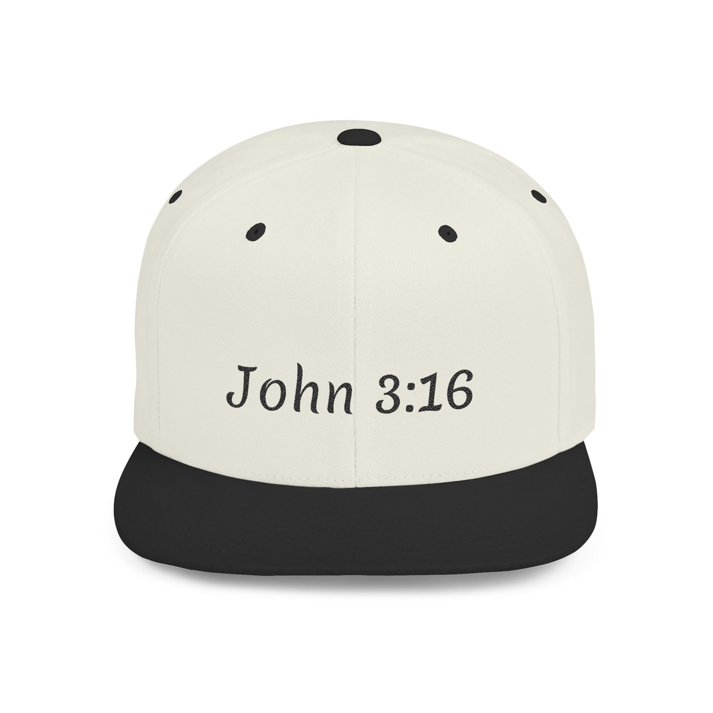 John 3:16 Flat Bill Snapback Hat, Religious Hat, Christian Apparel, Gift for Him, Inspirational Cap