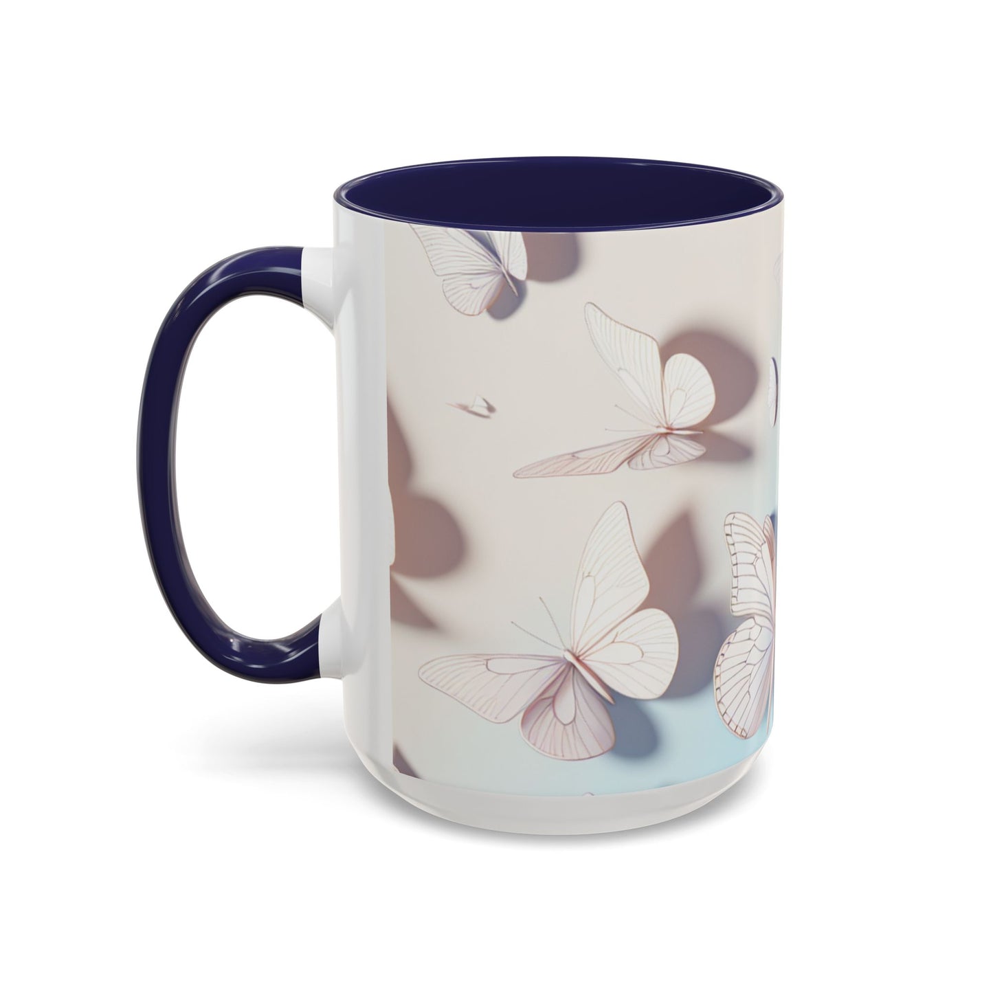 Elegant Butterfly Accent Coffee Mug, Floral Gift, Home Decor, Butterfly Design, Perfect for Birthdays, Nature Lovers
