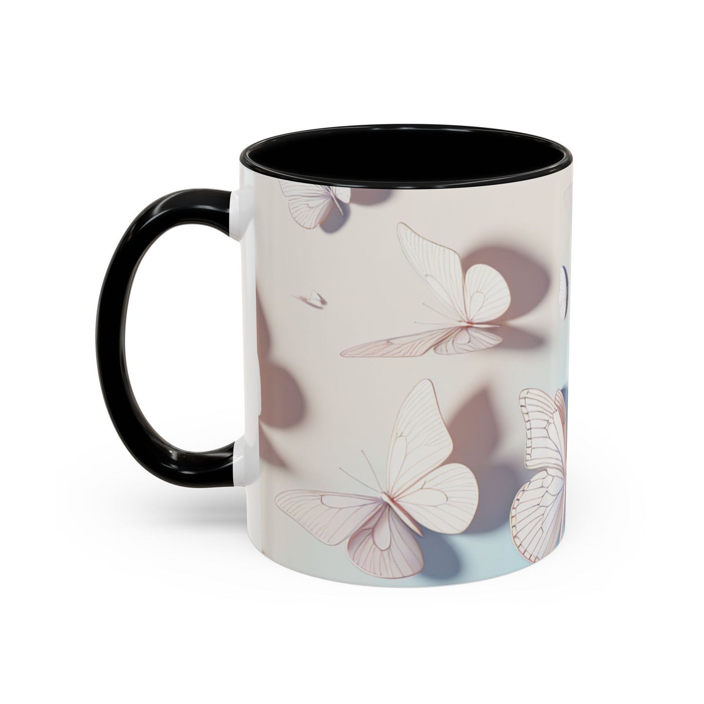 Elegant Butterfly Accent Coffee Mug, Floral Gift, Home Decor, Butterfly Design, Perfect for Birthdays, Nature Lovers