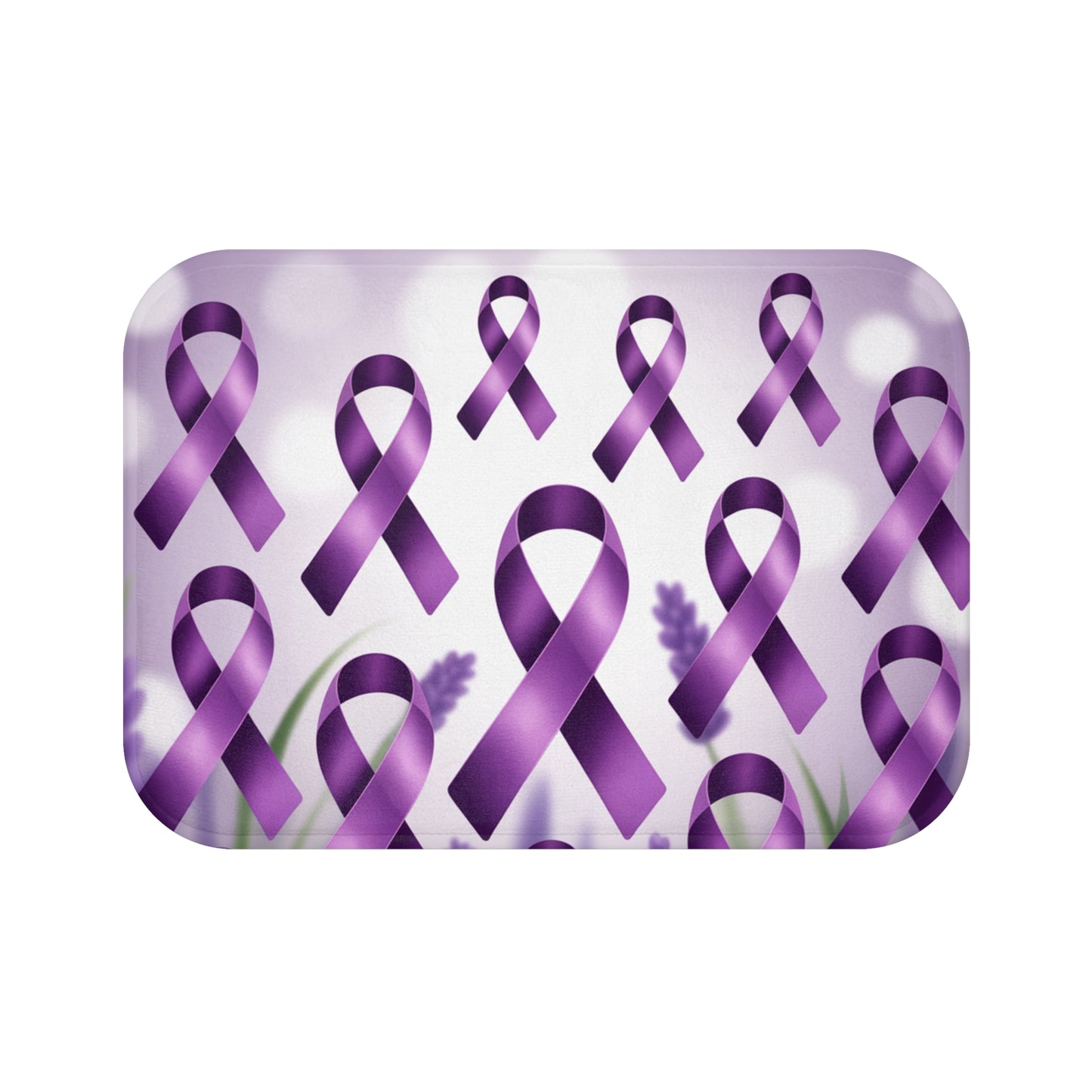Purple Awareness Ribbon Bath Mat, Supportive Home Decor, Gift for Cancer Awareness, Inspirational Bathroom Accessory, Purple Ribbon Decor