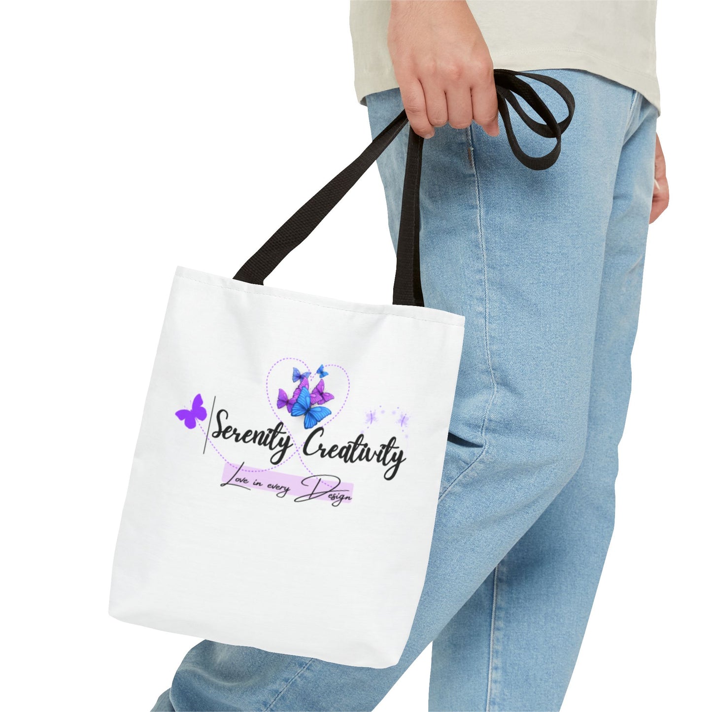 Serenity Creativity Tote Bag, AOP Art Bag, Stylish Tote, Gift for Creatives, Butterfly Design, Eco-Friendly Shopper