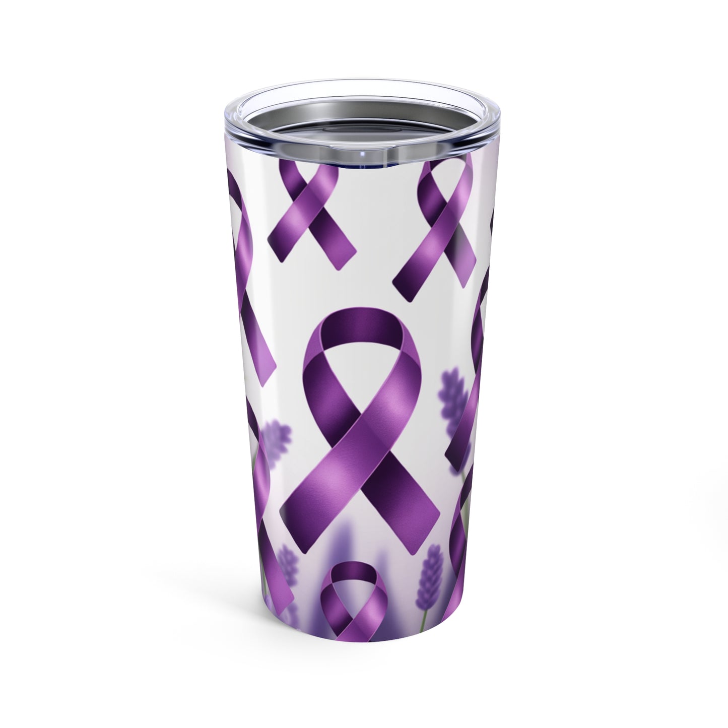 Purple Ribbon 20oz Tumbler | Cancer Awareness, Gift for Hope, Inspirational Travel Mug, Sympathy Gift, Supportive Drinkware
