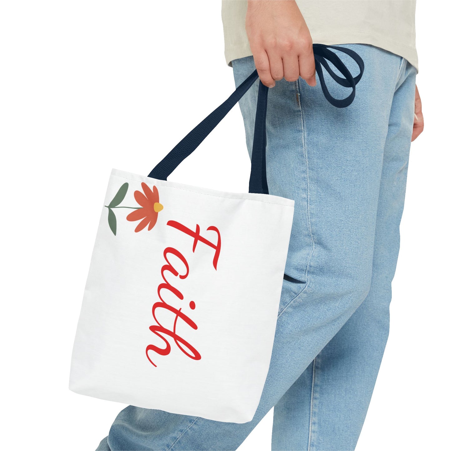 Faith Floral Tote Bag, Motivational Gift for Her, Everyday Use Tote, Inspirational Shopping Bag, Eco-Friendly Bag, Christian Faith Apparel