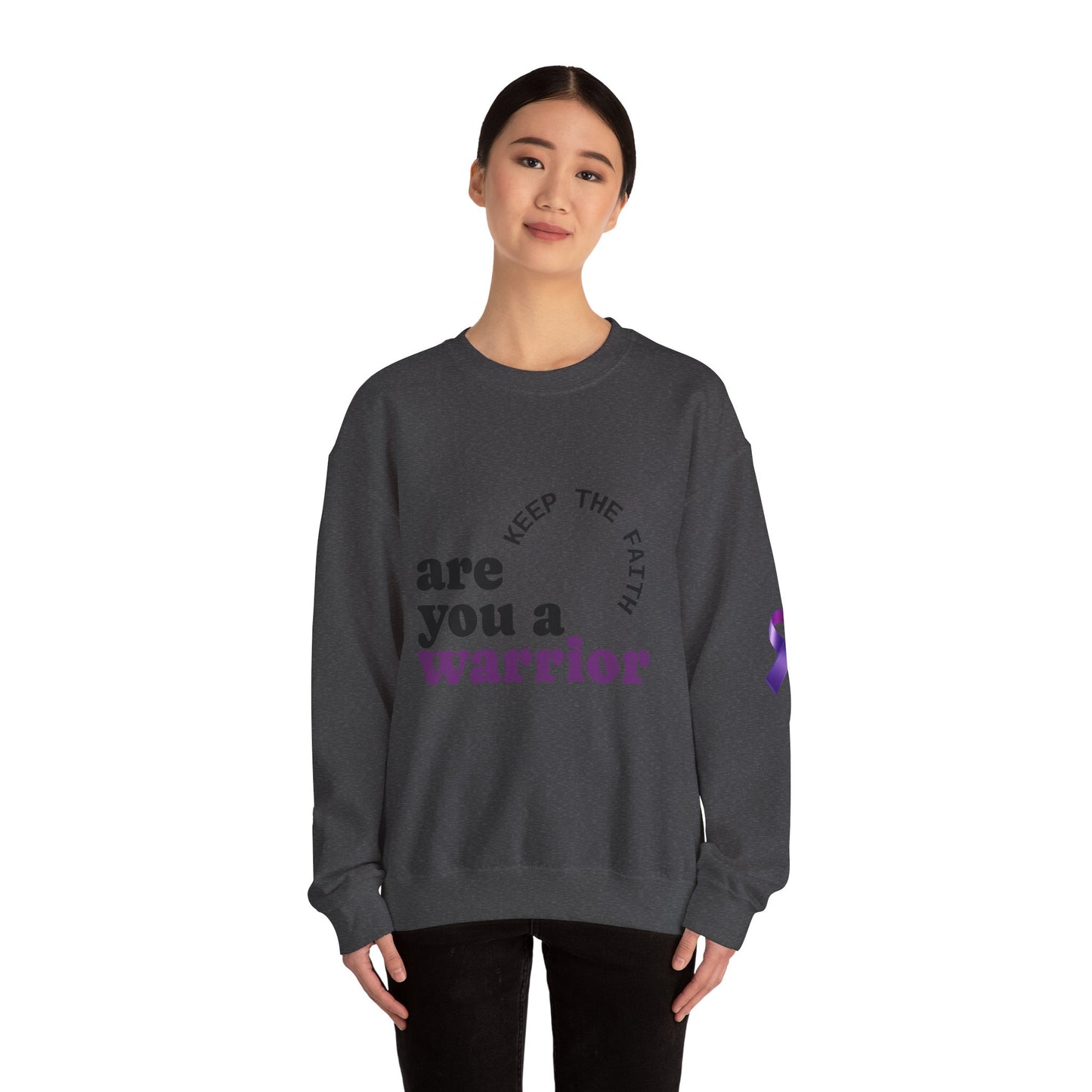 Empowering Warrior Sweatshirt, Unisex Crewneck with Inspirational Quotes, Faith & Hope Gift, Cancer Awareness Apparel, Cozy Loungewear