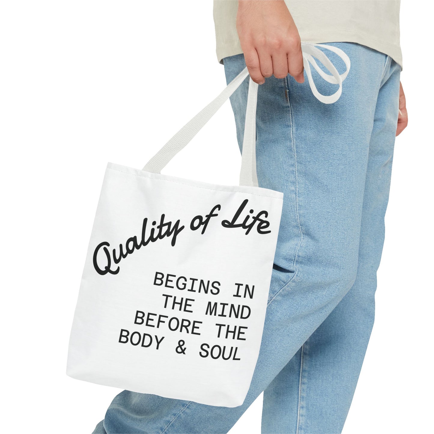 Mindful Living Tote Bag | Inspirational Daily Reminder, Eco-Friendly Gift, Motivational Quote Bag, Shopping Tote, Yoga Accessory