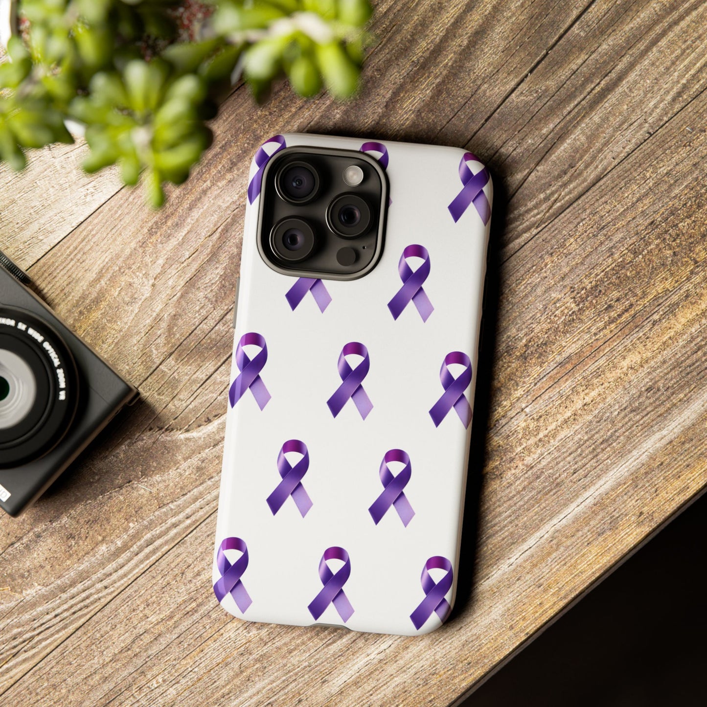 Purple Ribbon Phone Case, Tough Cases for Cancer Awareness, Gift for Loved Ones, Supportive Phone Cover, Awareness Merchandise