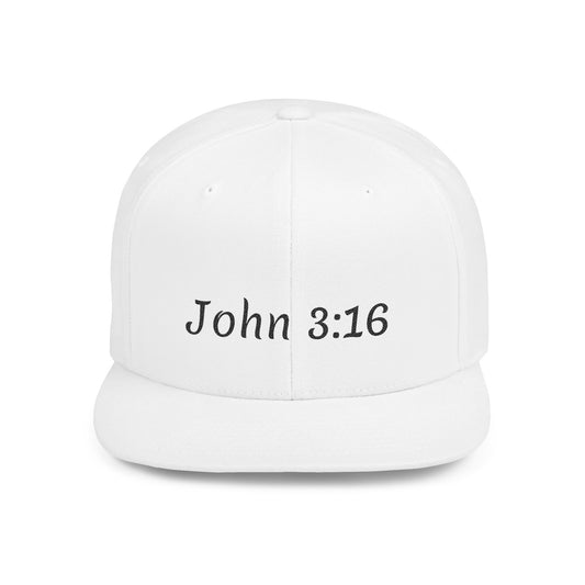 John 3:16 Flat Bill Snapback Hat, Religious Hat, Christian Apparel, Gift for Him, Inspirational Cap