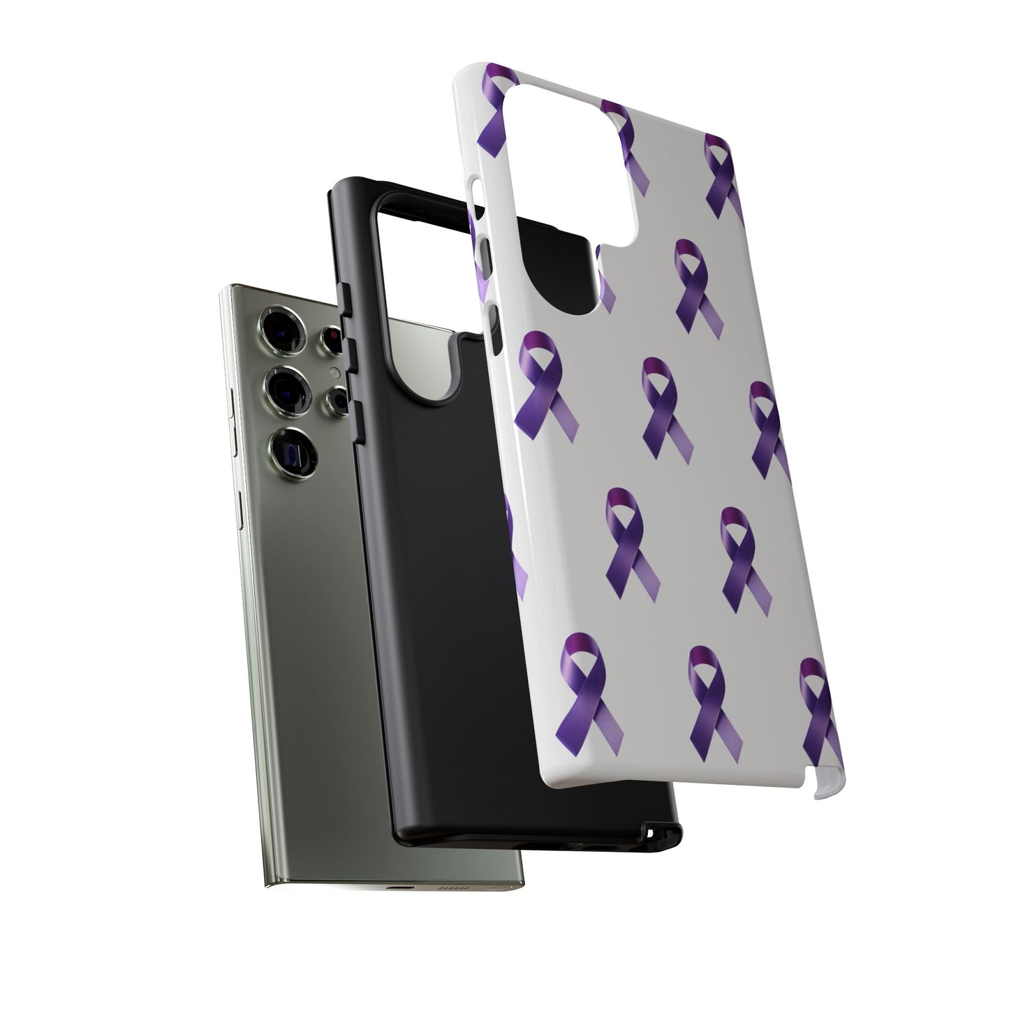 Purple Ribbon Phone Case, Tough Cases for Cancer Awareness, Gift for Loved Ones, Supportive Phone Cover, Awareness Merchandise