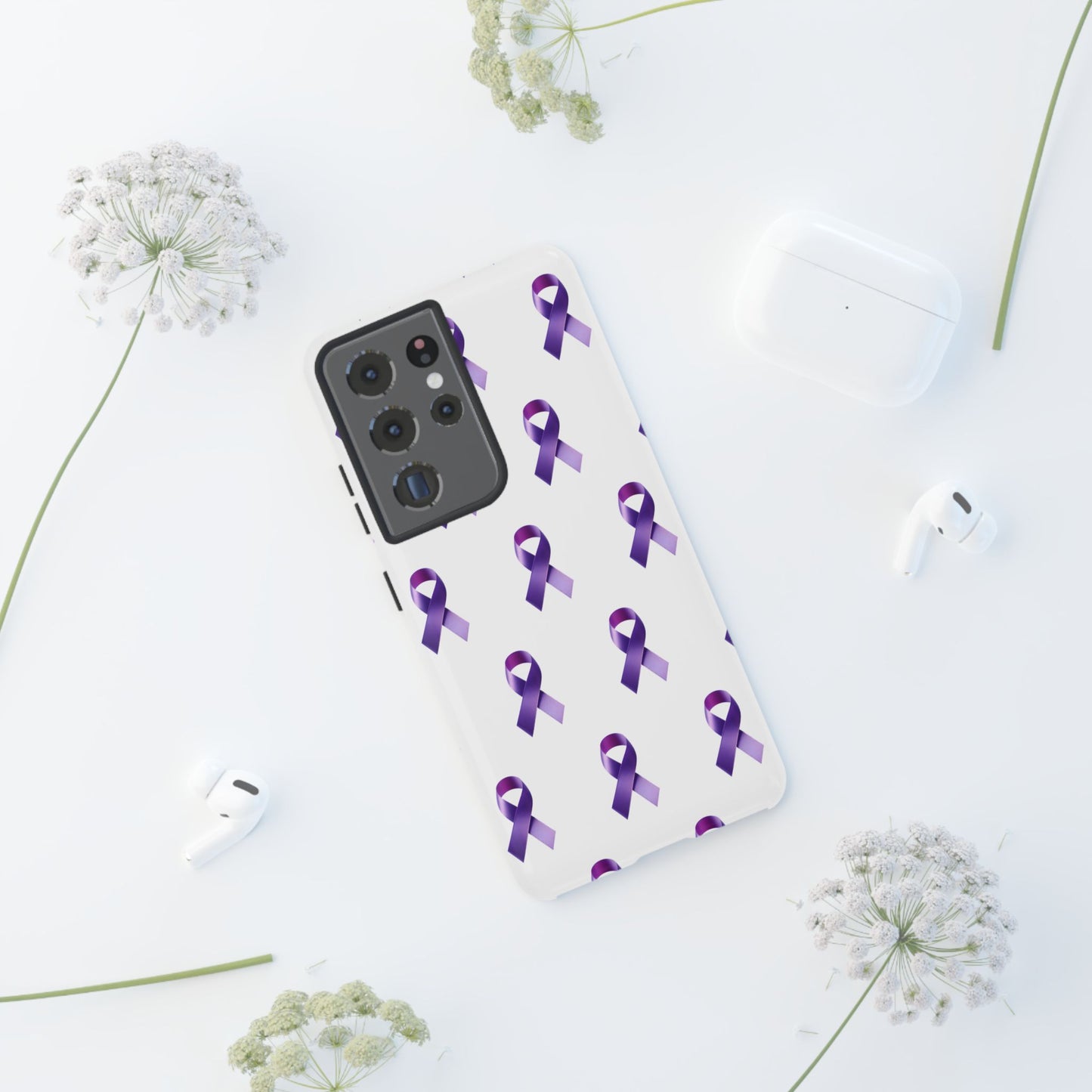Purple Ribbon Phone Case, Tough Cases for Cancer Awareness, Gift for Loved Ones, Supportive Phone Cover, Awareness Merchandise