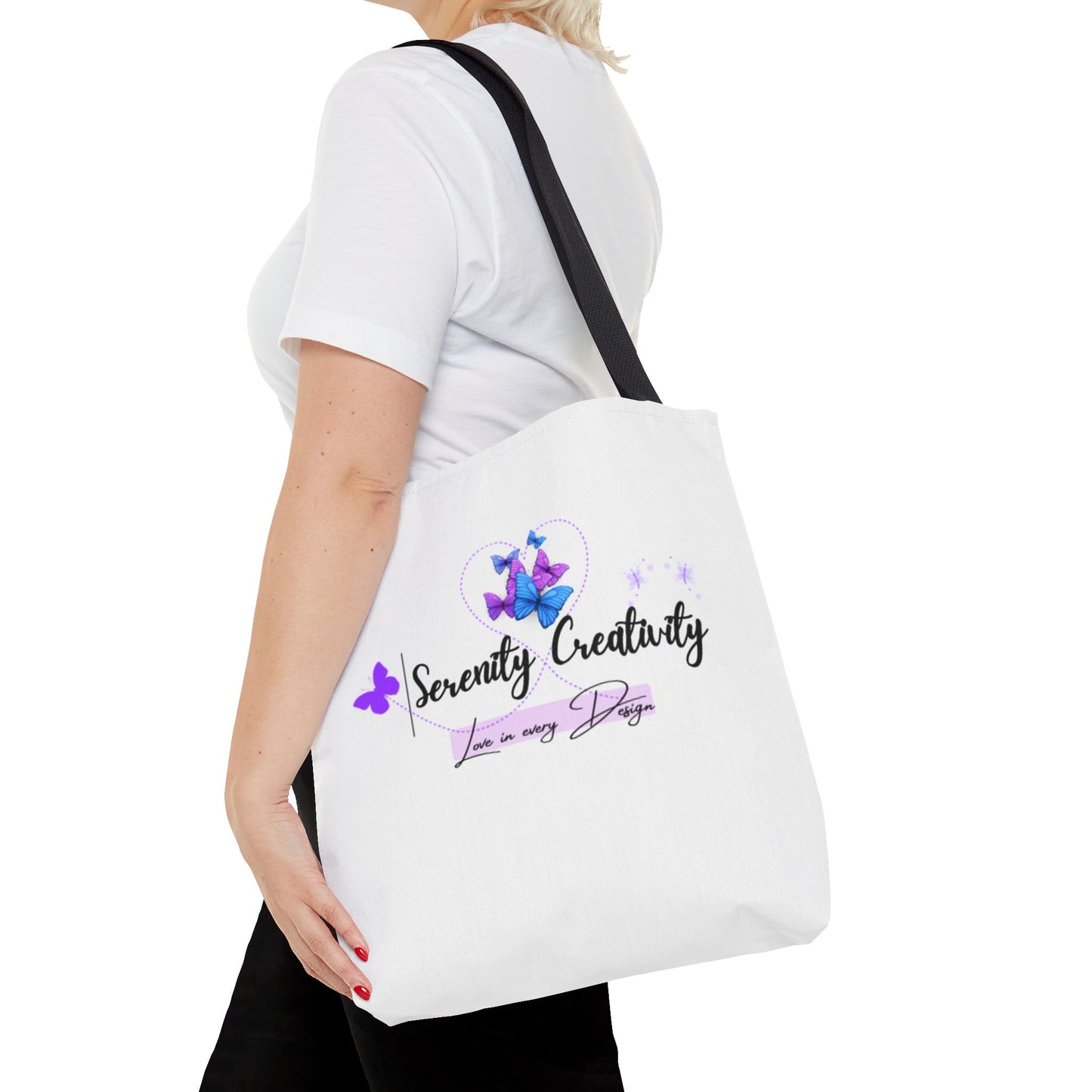 Serenity Creativity Tote Bag, AOP Art Bag, Stylish Tote, Gift for Creatives, Butterfly Design, Eco-Friendly Shopper