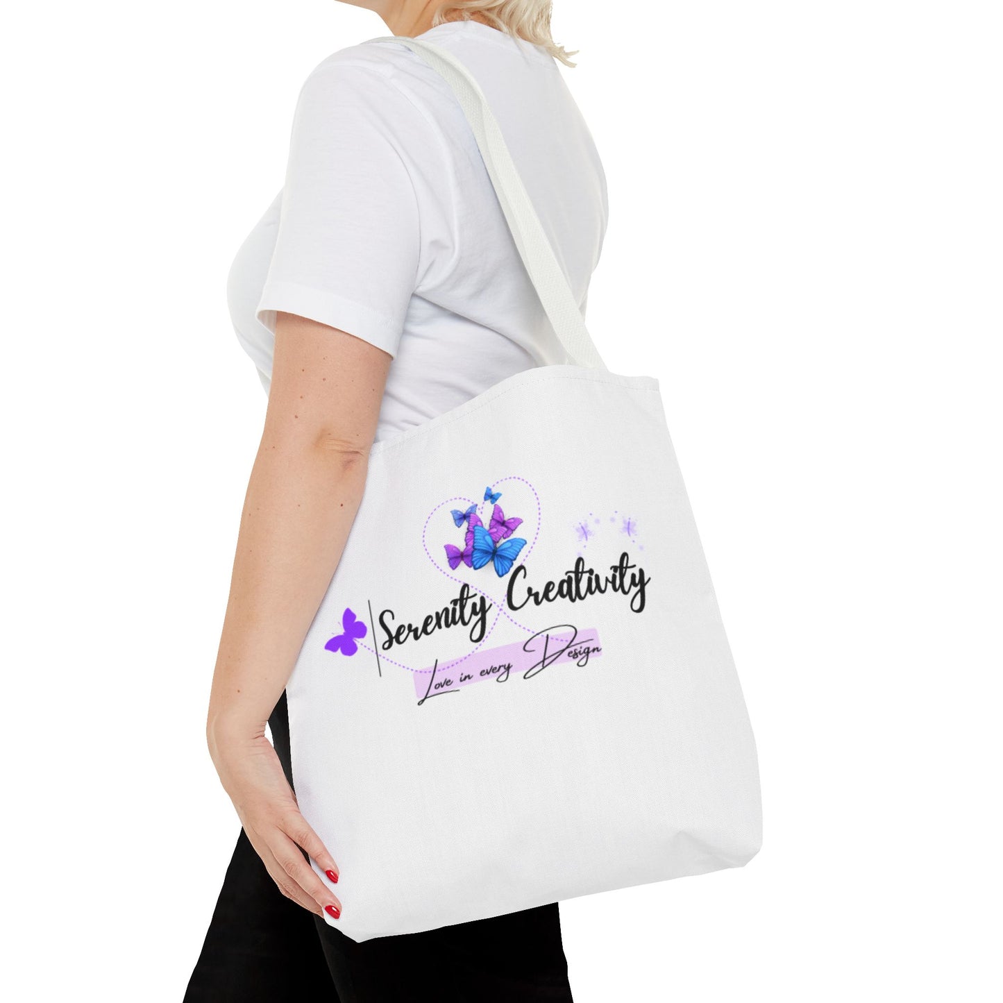 Serenity Creativity Tote Bag, AOP Art Bag, Stylish Tote, Gift for Creatives, Butterfly Design, Eco-Friendly Shopper