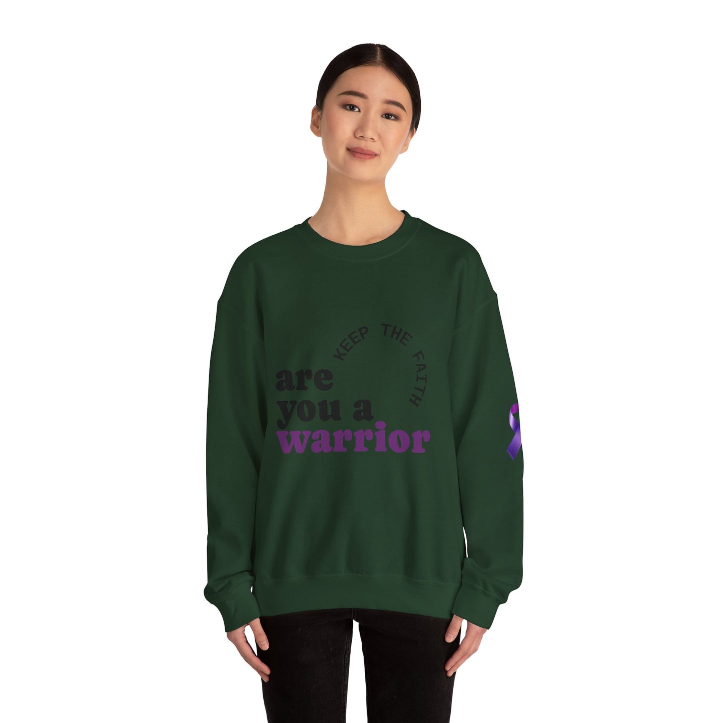 Empowering Warrior Sweatshirt, Unisex Crewneck with Inspirational Quotes, Faith & Hope Gift, Cancer Awareness Apparel, Cozy Loungewear