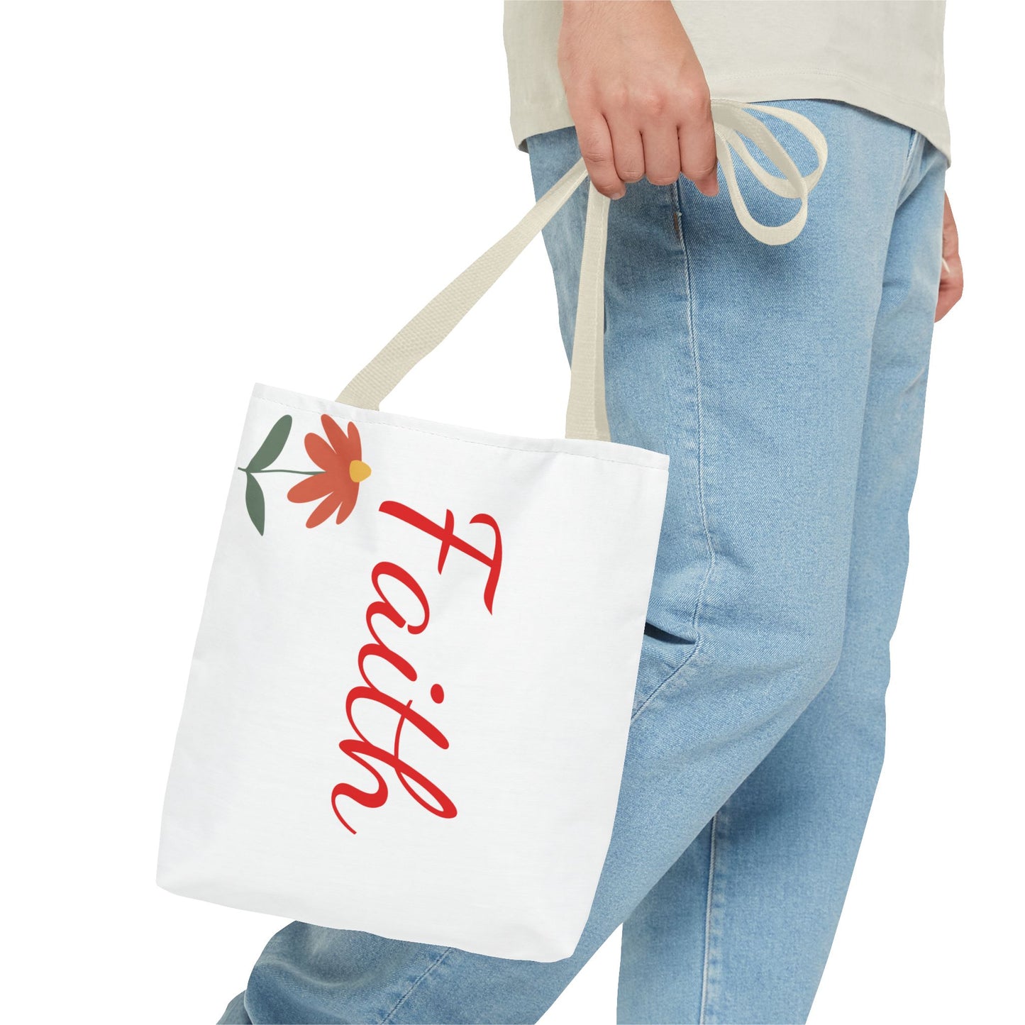 Faith Floral Tote Bag, Motivational Gift for Her, Everyday Use Tote, Inspirational Shopping Bag, Eco-Friendly Bag, Christian Faith Apparel