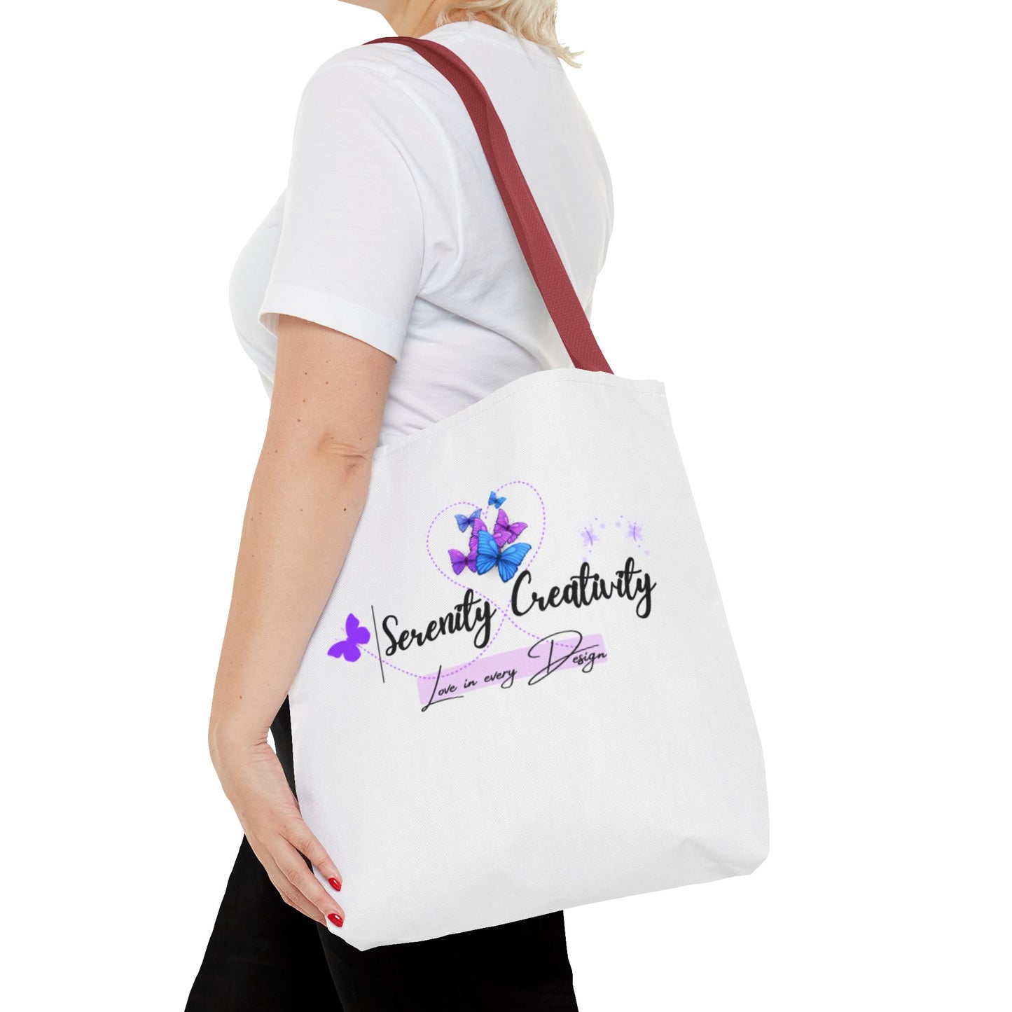 Serenity Creativity Tote Bag, AOP Art Bag, Stylish Tote, Gift for Creatives, Butterfly Design, Eco-Friendly Shopper