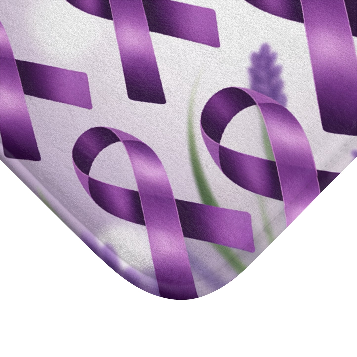 Purple Awareness Ribbon Bath Mat, Supportive Home Decor, Gift for Cancer Awareness, Inspirational Bathroom Accessory, Purple Ribbon Decor