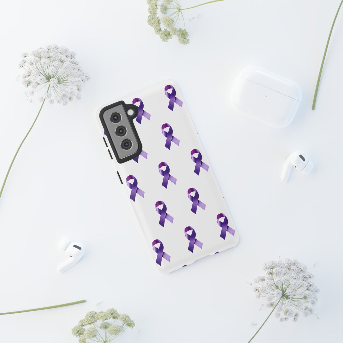Purple Ribbon Phone Case, Tough Cases for Cancer Awareness, Gift for Loved Ones, Supportive Phone Cover, Awareness Merchandise