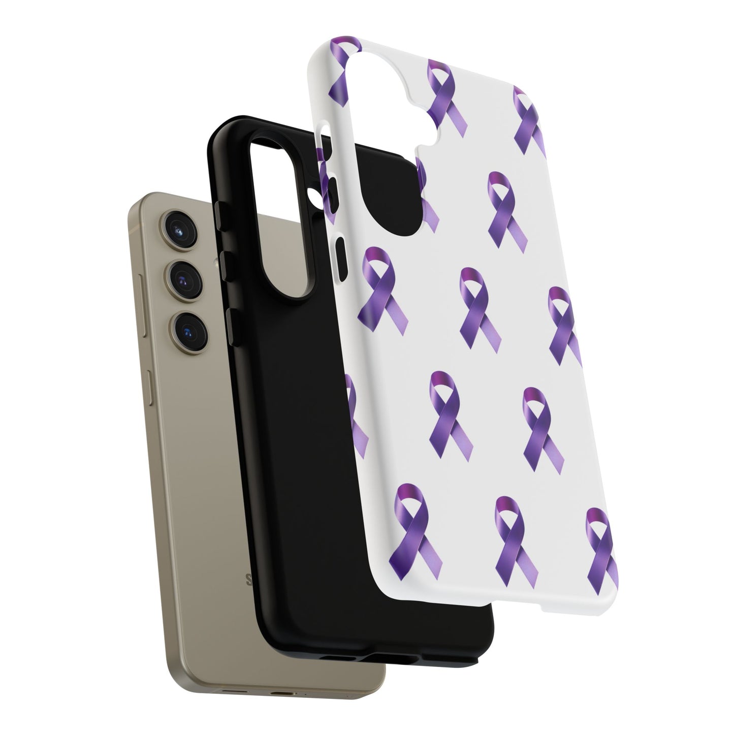 Purple Ribbon Phone Case, Tough Cases for Cancer Awareness, Gift for Loved Ones, Supportive Phone Cover, Awareness Merchandise