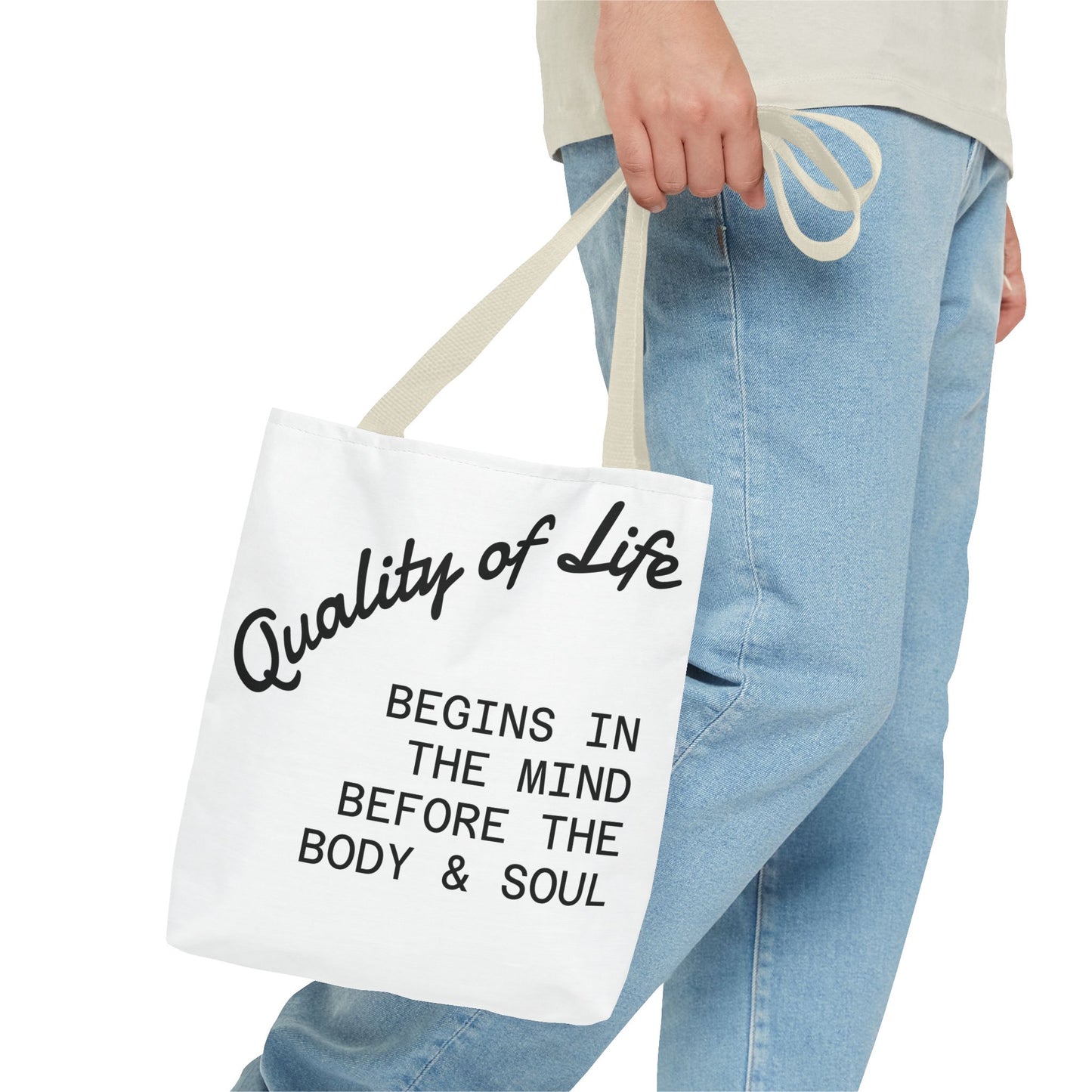 Mindful Living Tote Bag | Inspirational Daily Reminder, Eco-Friendly Gift, Motivational Quote Bag, Shopping Tote, Yoga Accessory