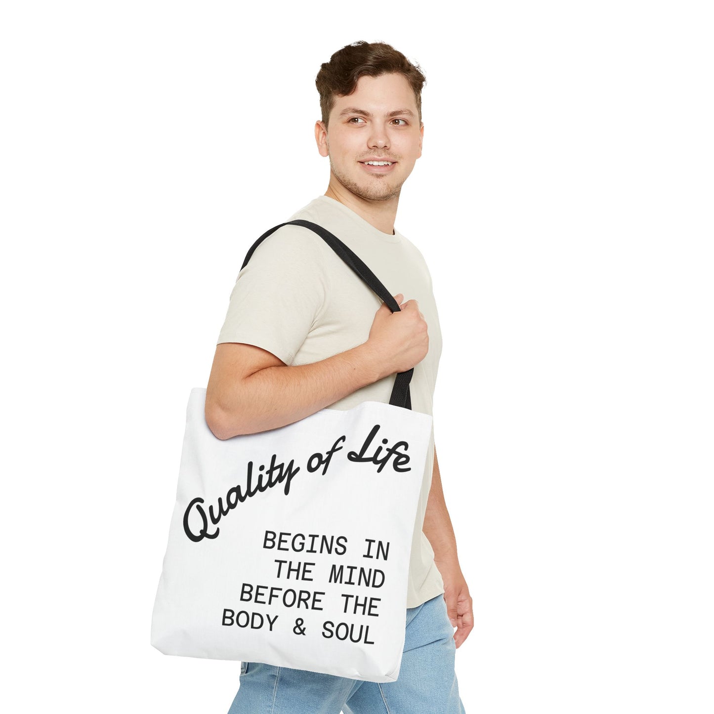 Mindful Living Tote Bag | Inspirational Daily Reminder, Eco-Friendly Gift, Motivational Quote Bag, Shopping Tote, Yoga Accessory