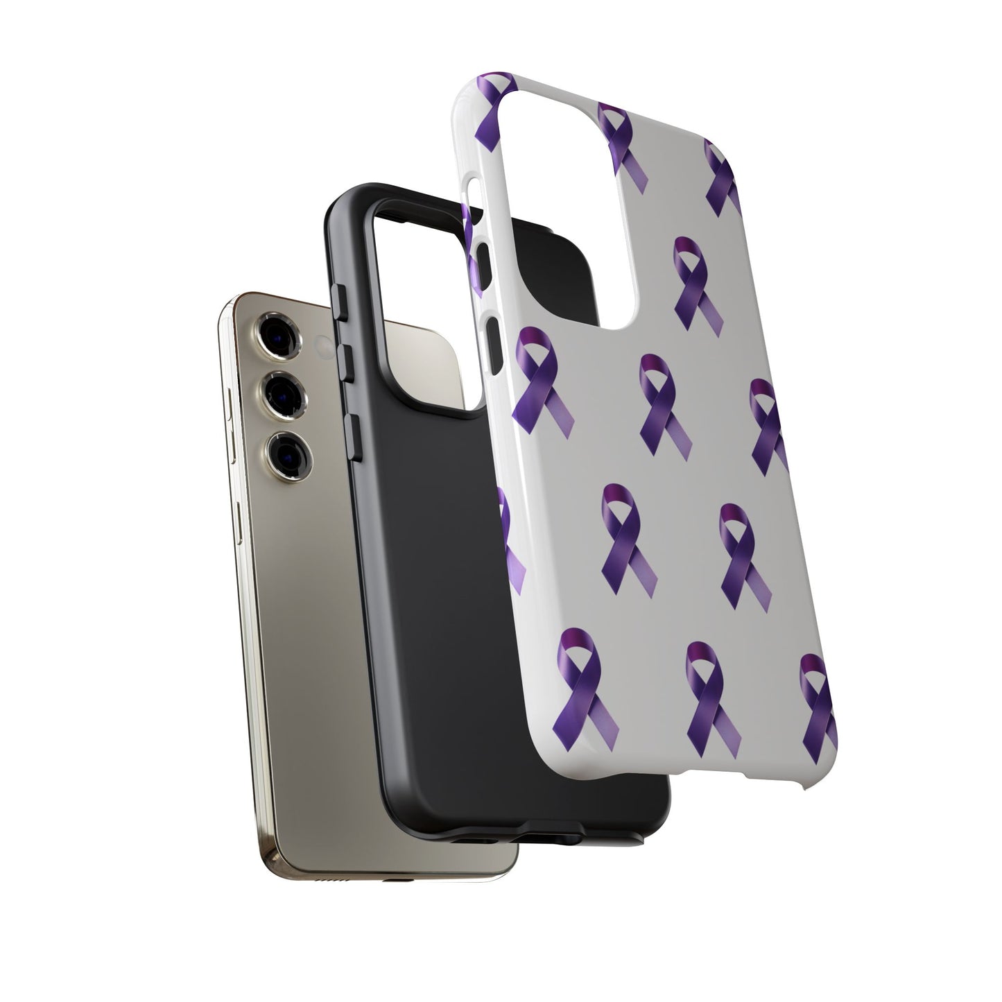 Purple Ribbon Phone Case, Tough Cases for Cancer Awareness, Gift for Loved Ones, Supportive Phone Cover, Awareness Merchandise