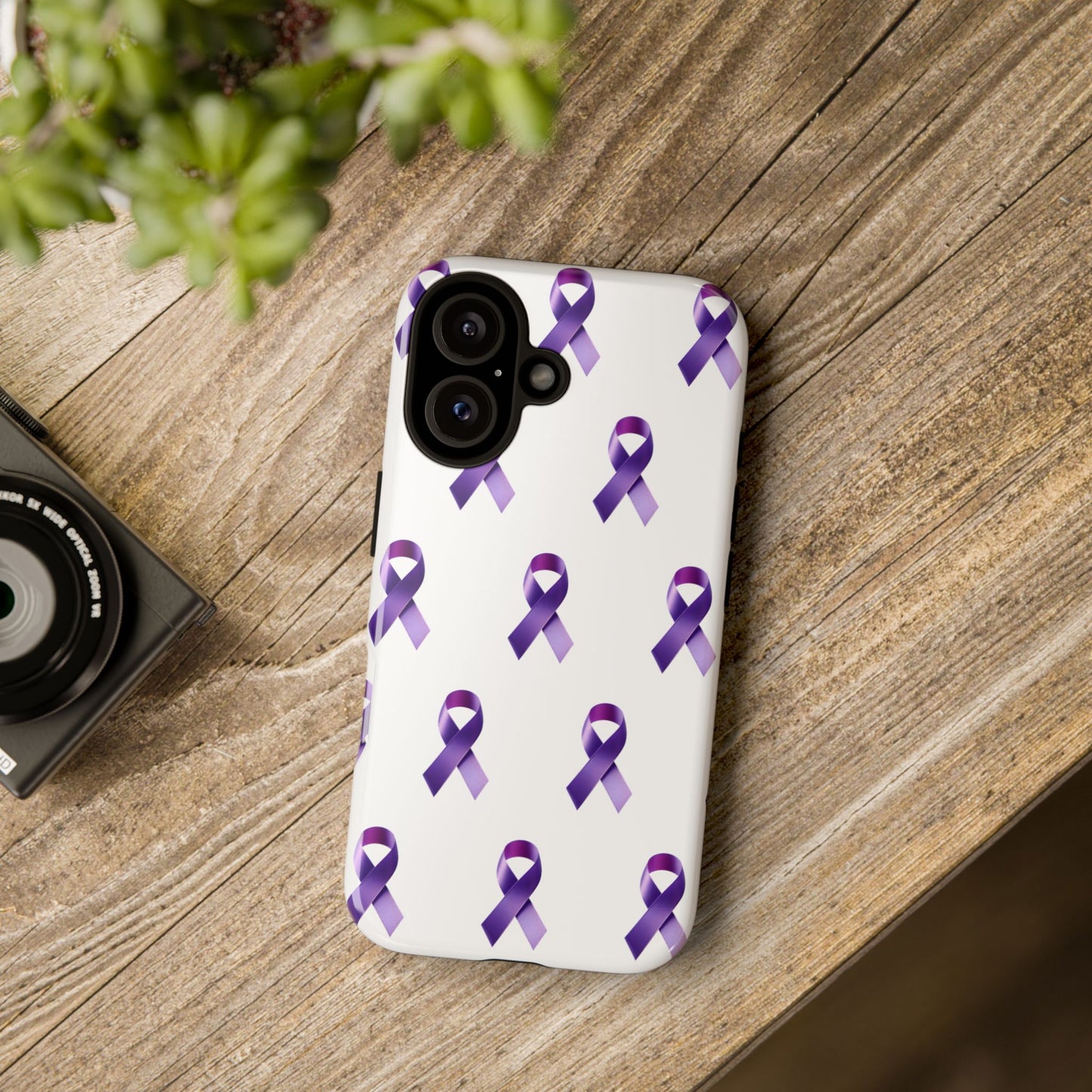 Purple Ribbon Phone Case, Tough Cases for Cancer Awareness, Gift for Loved Ones, Supportive Phone Cover, Awareness Merchandise