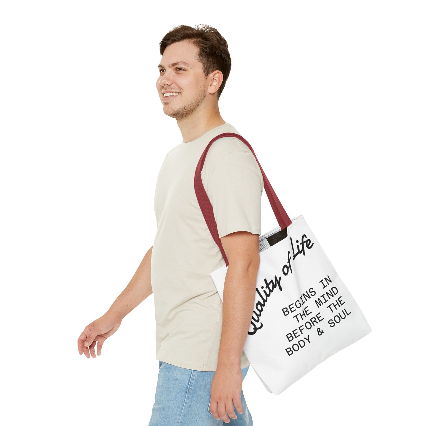 Mindful Living Tote Bag | Inspirational Daily Reminder, Eco-Friendly Gift, Motivational Quote Bag, Shopping Tote, Yoga Accessory