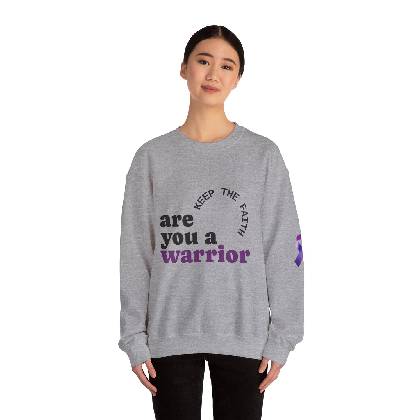 Empowering Warrior Sweatshirt, Unisex Crewneck with Inspirational Quotes, Faith & Hope Gift, Cancer Awareness Apparel, Cozy Loungewear