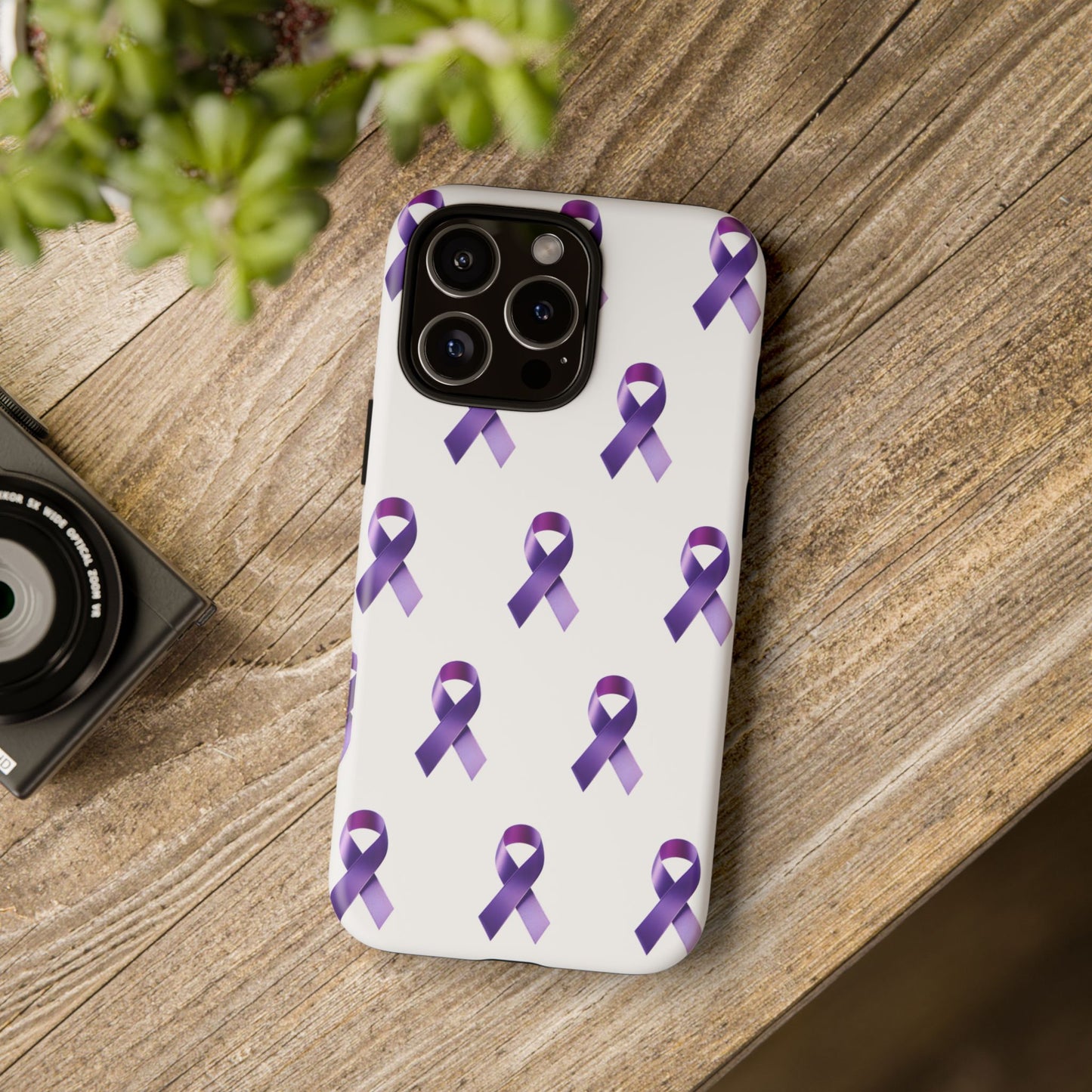 Purple Ribbon Phone Case, Tough Cases for Cancer Awareness, Gift for Loved Ones, Supportive Phone Cover, Awareness Merchandise