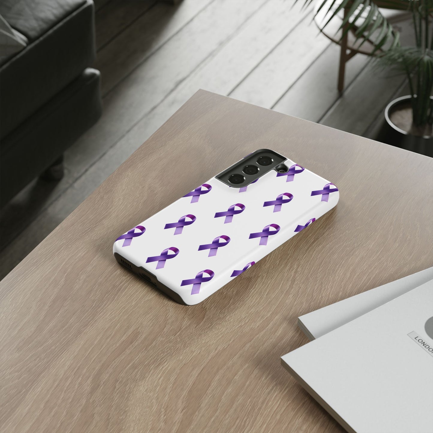Purple Ribbon Phone Case, Tough Cases for Cancer Awareness, Gift for Loved Ones, Supportive Phone Cover, Awareness Merchandise