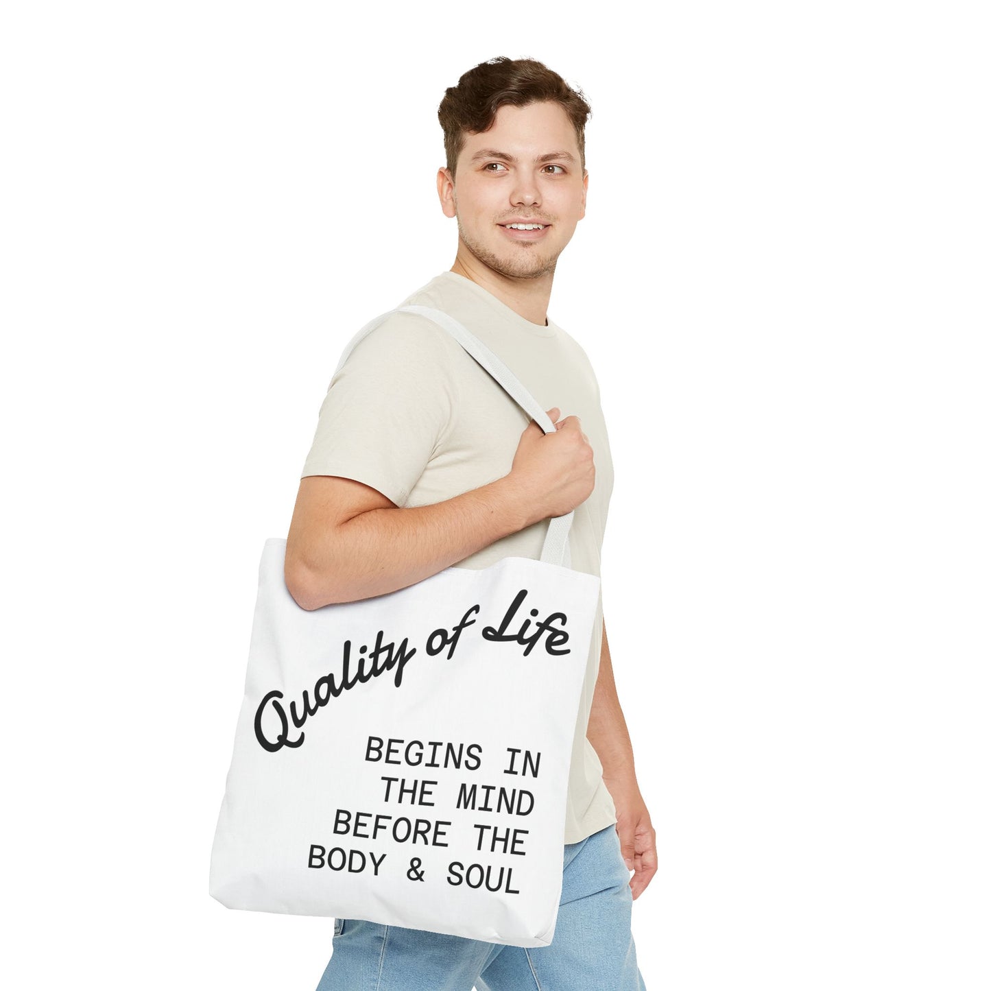 Mindful Living Tote Bag | Inspirational Daily Reminder, Eco-Friendly Gift, Motivational Quote Bag, Shopping Tote, Yoga Accessory