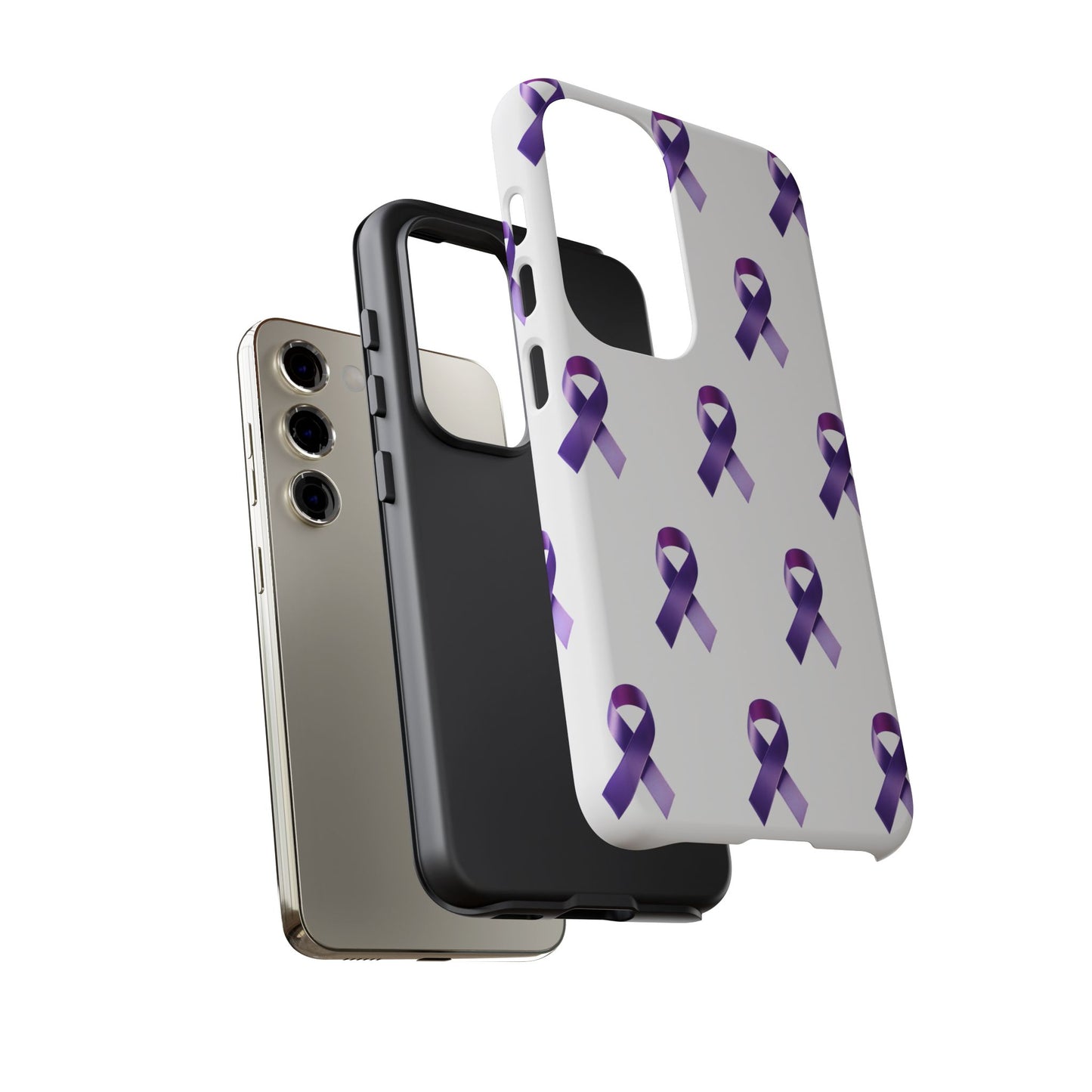 Purple Ribbon Phone Case, Tough Cases for Cancer Awareness, Gift for Loved Ones, Supportive Phone Cover, Awareness Merchandise