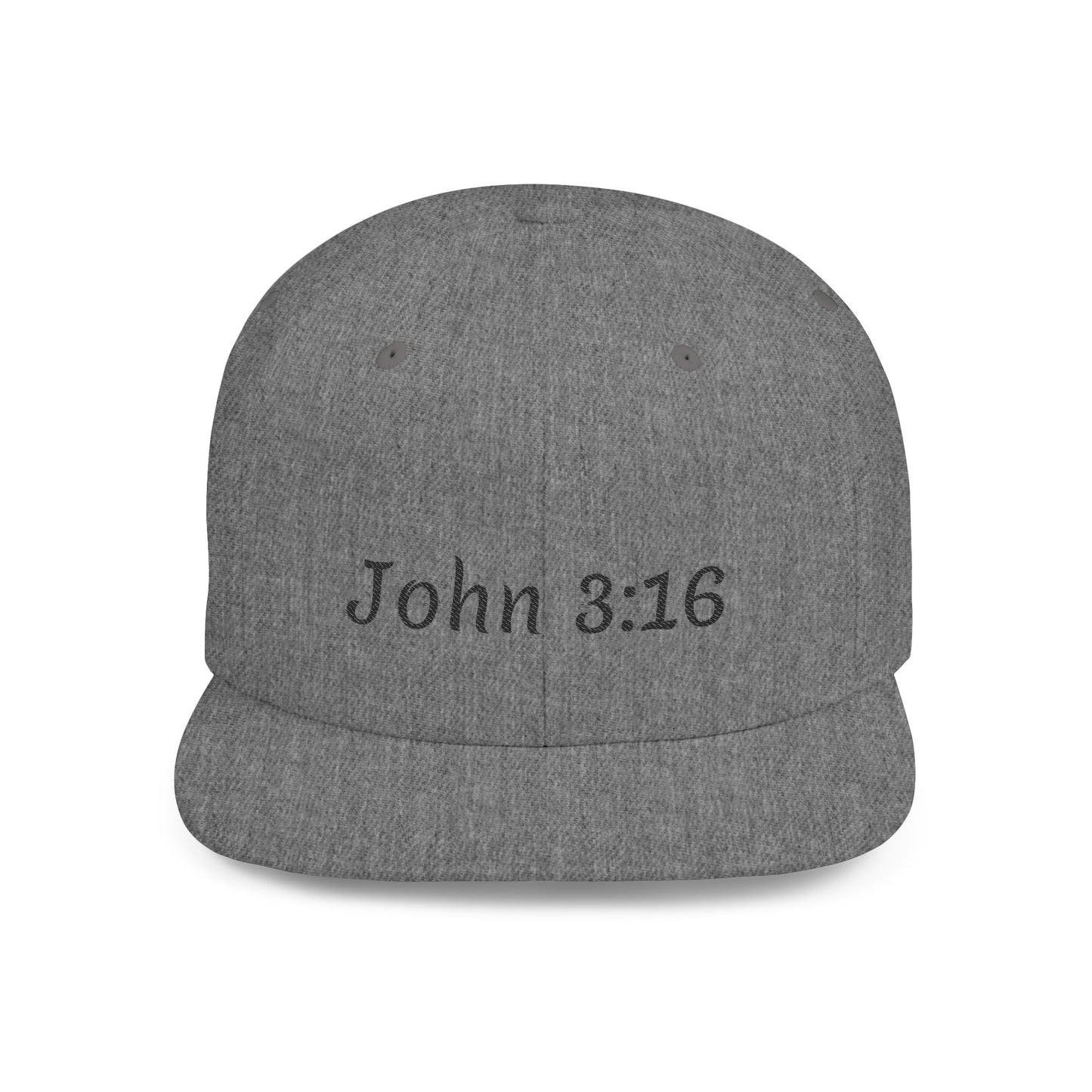 John 3:16 Flat Bill Snapback Hat, Religious Hat, Christian Apparel, Gift for Him, Inspirational Cap