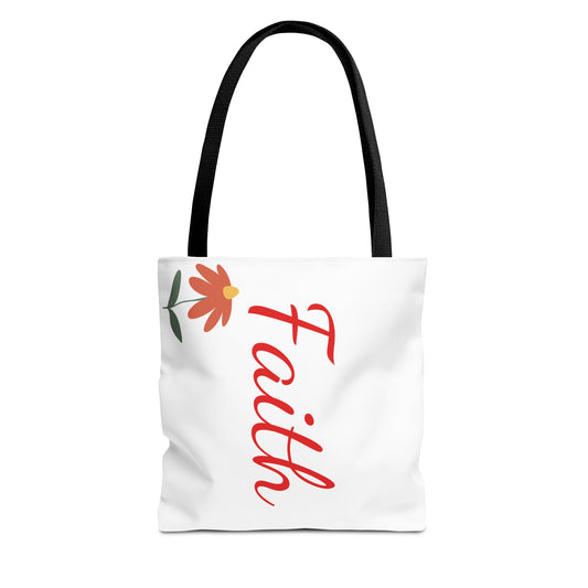 Faith Floral Tote Bag, Motivational Gift for Her, Everyday Use Tote, Inspirational Shopping Bag, Eco-Friendly Bag, Christian Faith Apparel