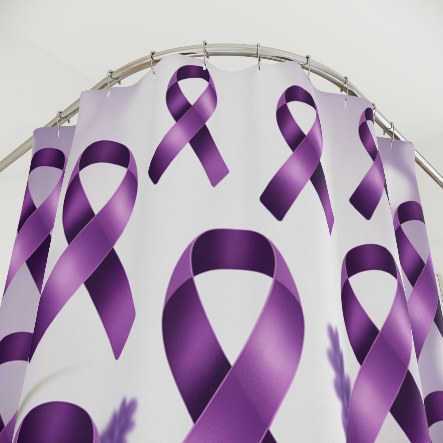 Purple Ribbon Shower Curtain | Support Awareness, Home Decor, Gifts for LupusSurvivors, Inspirational Bathroom Accessory