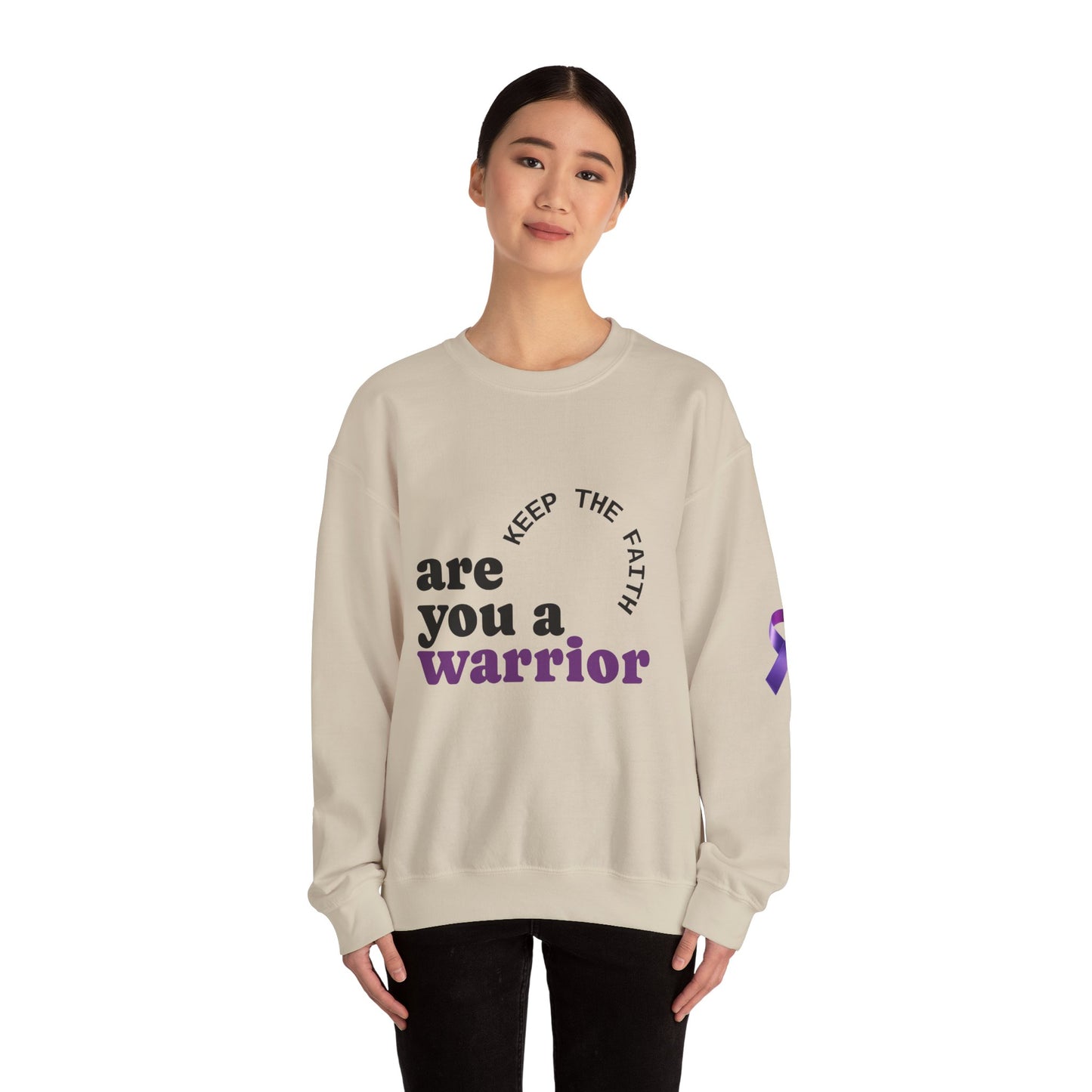 Empowering Warrior Sweatshirt, Unisex Crewneck with Inspirational Quotes, Faith & Hope Gift, Cancer Awareness Apparel, Cozy Loungewear