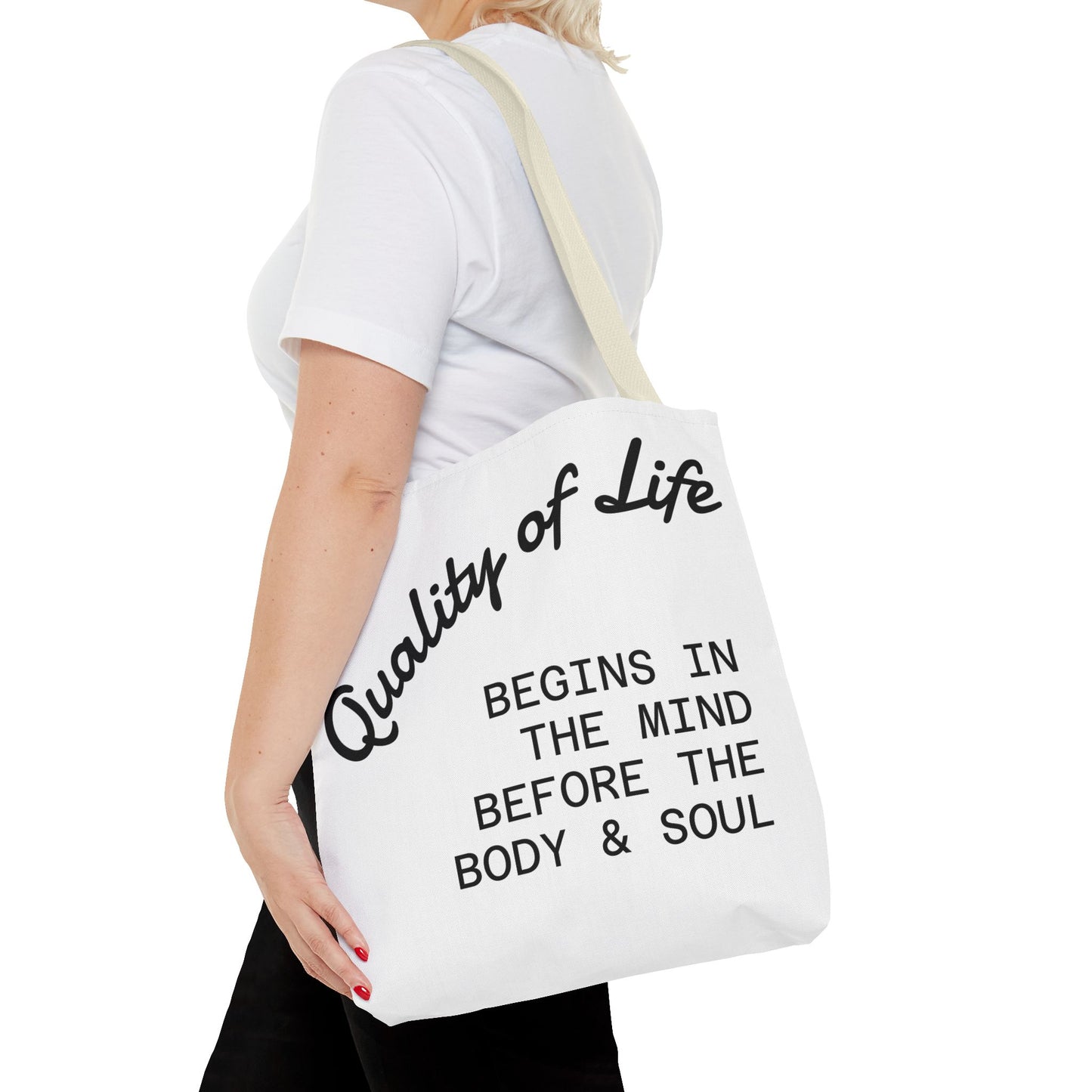 Mindful Living Tote Bag | Inspirational Daily Reminder, Eco-Friendly Gift, Motivational Quote Bag, Shopping Tote, Yoga Accessory