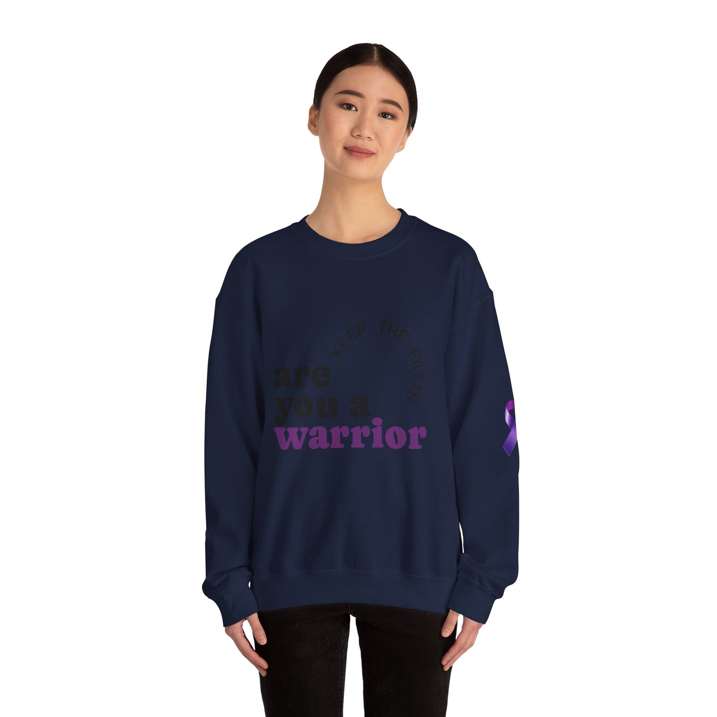 Empowering Warrior Sweatshirt, Unisex Crewneck with Inspirational Quotes, Faith & Hope Gift, Cancer Awareness Apparel, Cozy Loungewear