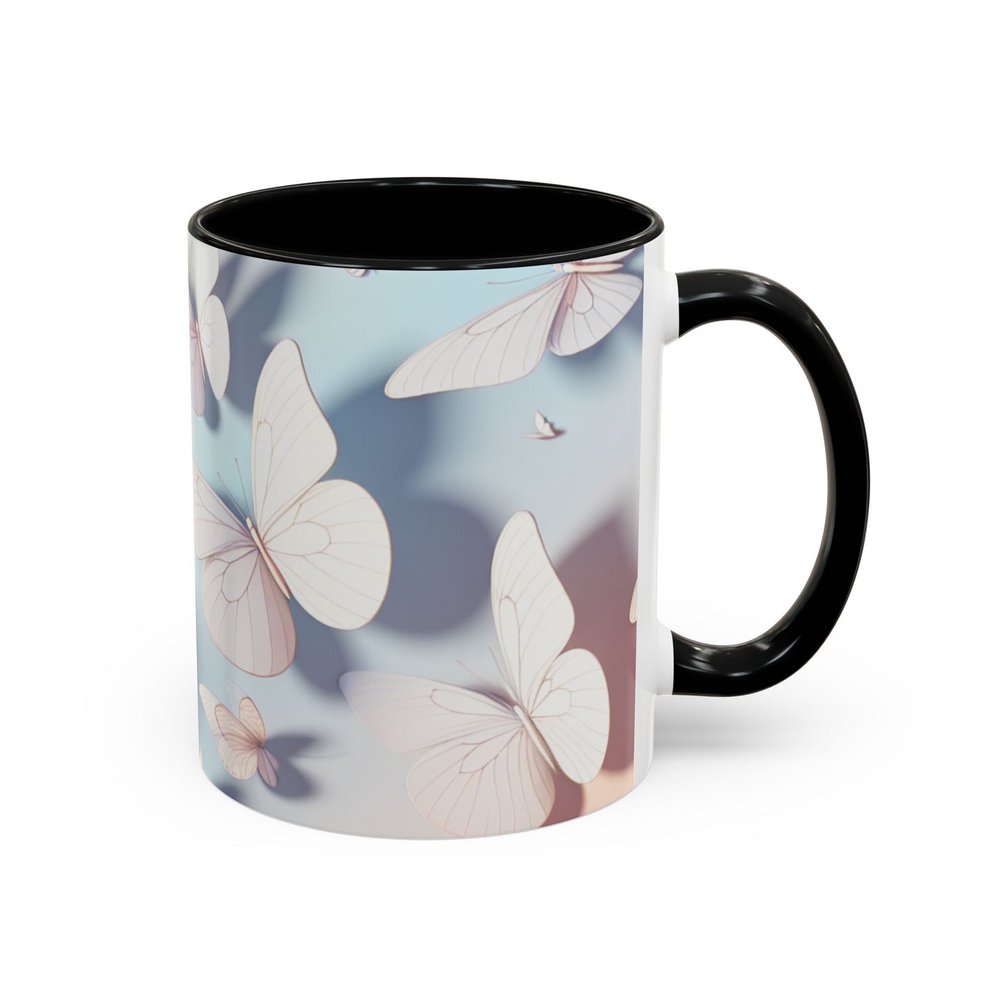 Elegant Butterfly Accent Coffee Mug, Floral Gift, Home Decor, Butterfly Design, Perfect for Birthdays, Nature Lovers