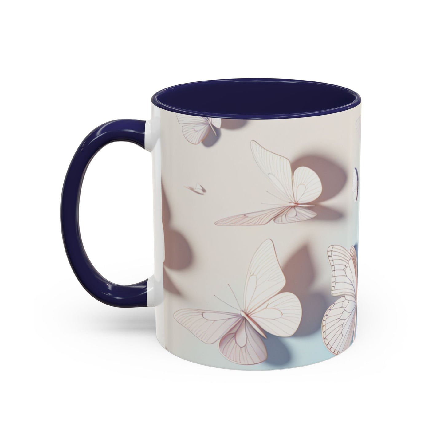 Elegant Butterfly Accent Coffee Mug, Floral Gift, Home Decor, Butterfly Design, Perfect for Birthdays, Nature Lovers
