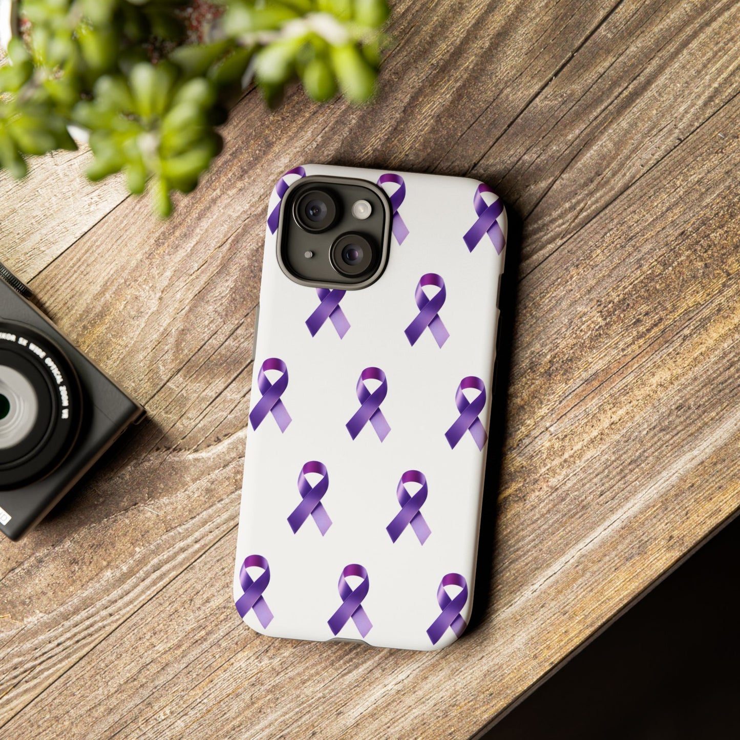 Purple Ribbon Phone Case, Tough Cases for Cancer Awareness, Gift for Loved Ones, Supportive Phone Cover, Awareness Merchandise